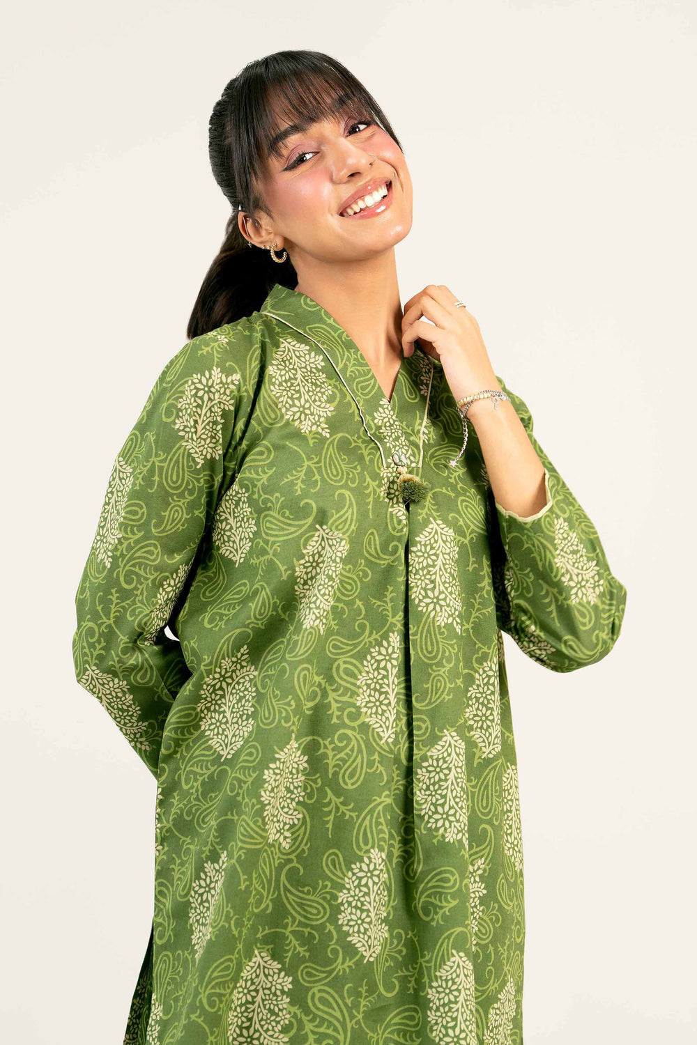 Premium Cambric Green Stitched Suit for Men - Nishat Collection | Formal Office Wear & Wedding Attire
