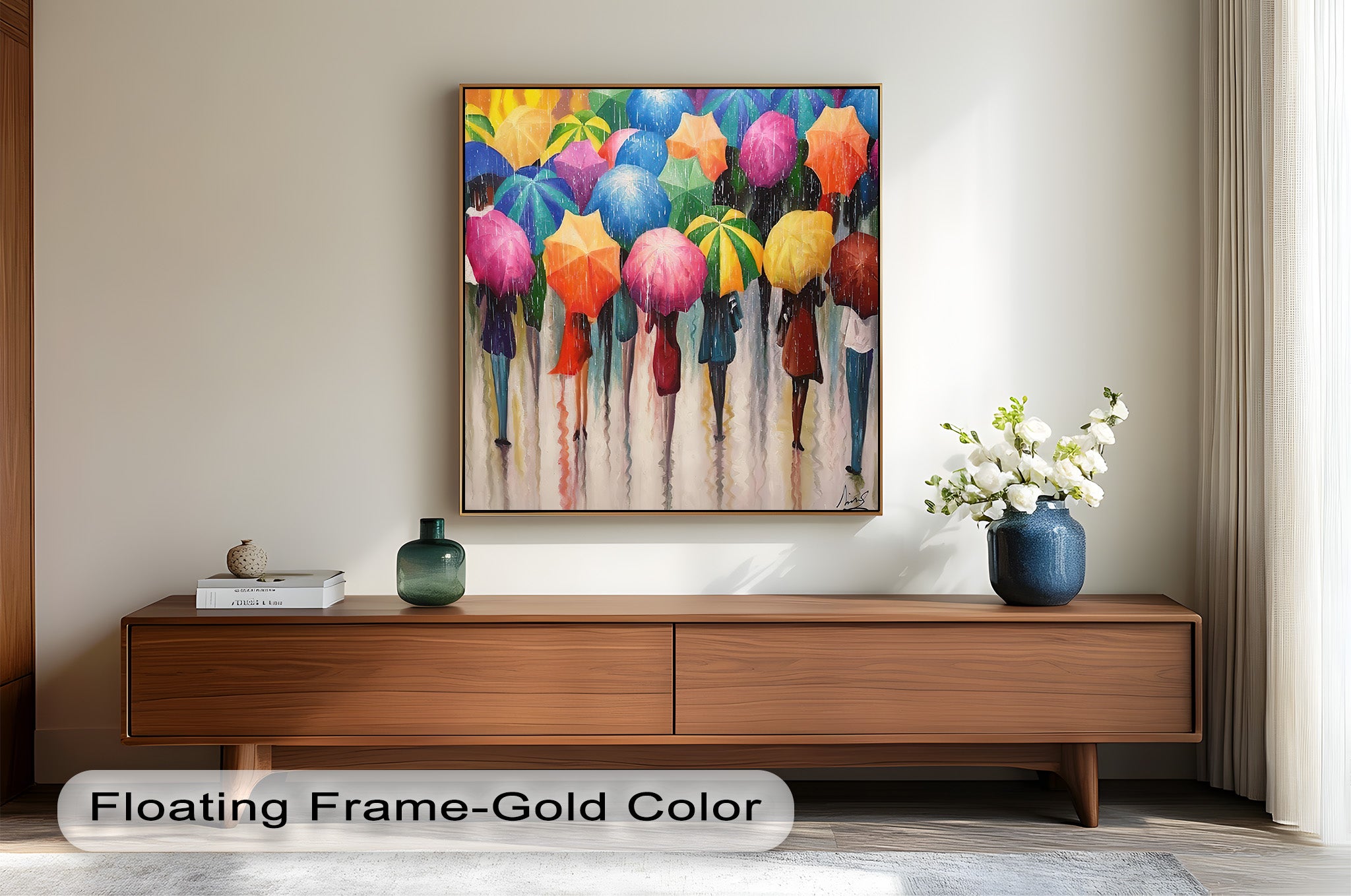 Vibrant Abstract Oil Painting - City Rain Melody Artwork for Home Decor & Office Wall Art | Modern Canvas Painting for Living Room, Bedroom & Office Spaces