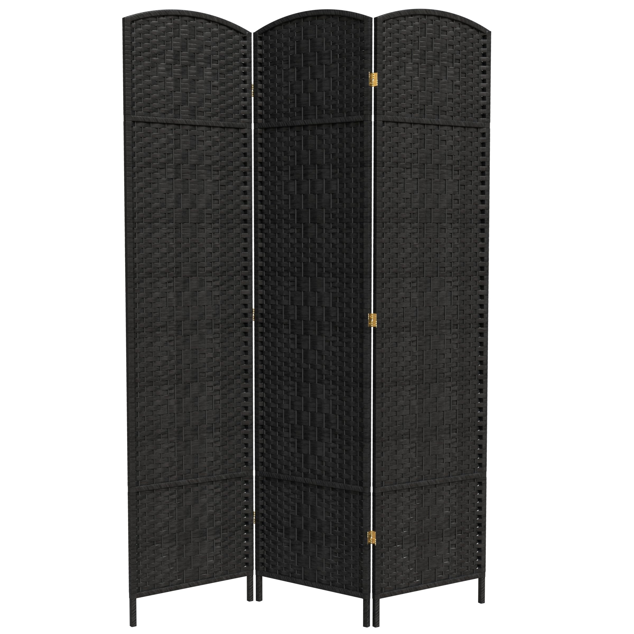 Black 3-Panel Red Lantern FB-7OPDM-BLK-3P Room Divider Screen - Perfect for Home Office, Living Room & Bedroom Privacy Partition
