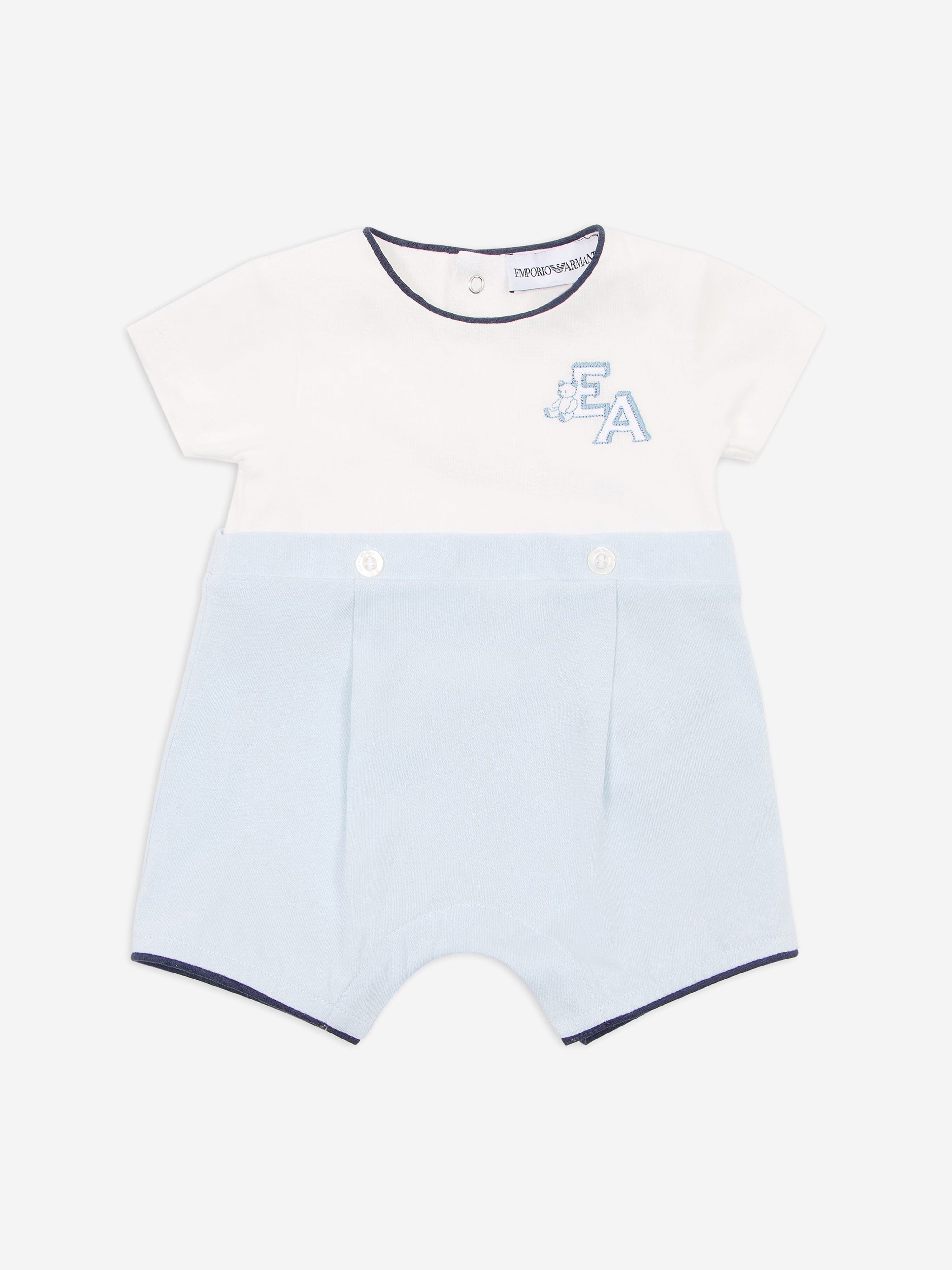 Blue Baby Boys Logo Romper - Soft Cotton Jumpsuit for Infants & Toddlers - Perfect for Playtime, Outings & Photo Shoots