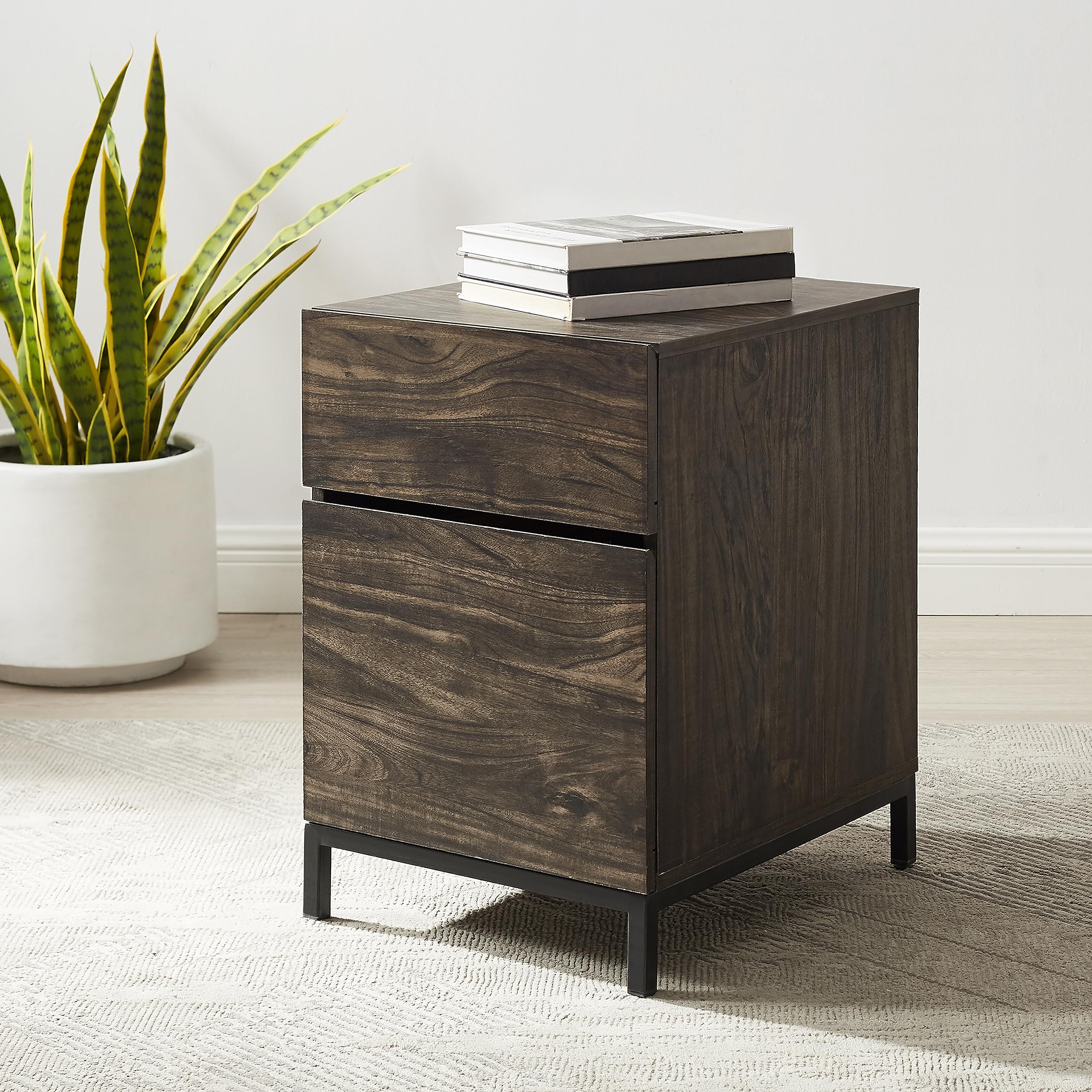Crosley Furniture Jacobsen File Cabinet - Home Office Storage Organizer, Brown Wooden Filing Cabinet for Documents & Folders - Perfect for Office, Study, and Workspace Organization