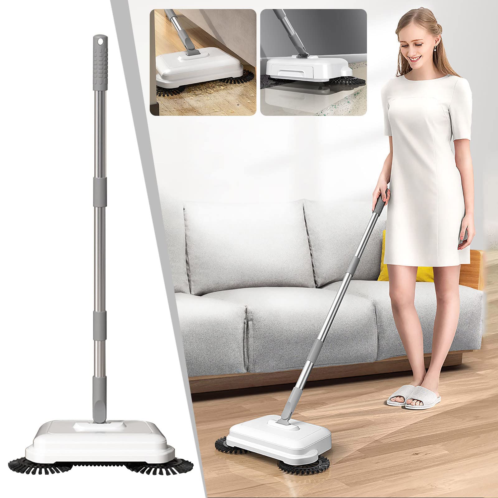 360° Rotating Hand Push Sweeper & Mop - Lightweight One-Handed Floor Cleaning Tool for Home, Bedroom, Office - Perfect for Quick Daily Cleaning and Hard-to-Reach Corners