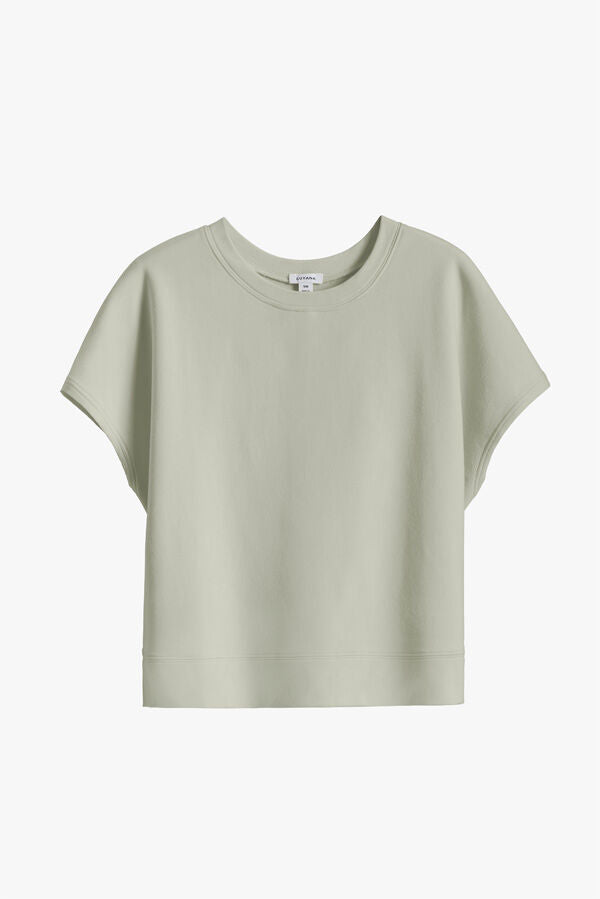 French Terry Short Sleeve Sweatshirt for Women - Soft Cotton Pullover Casual T-Shirt - Perfect for Lounge Wear, Gym, and Everyday Outfits