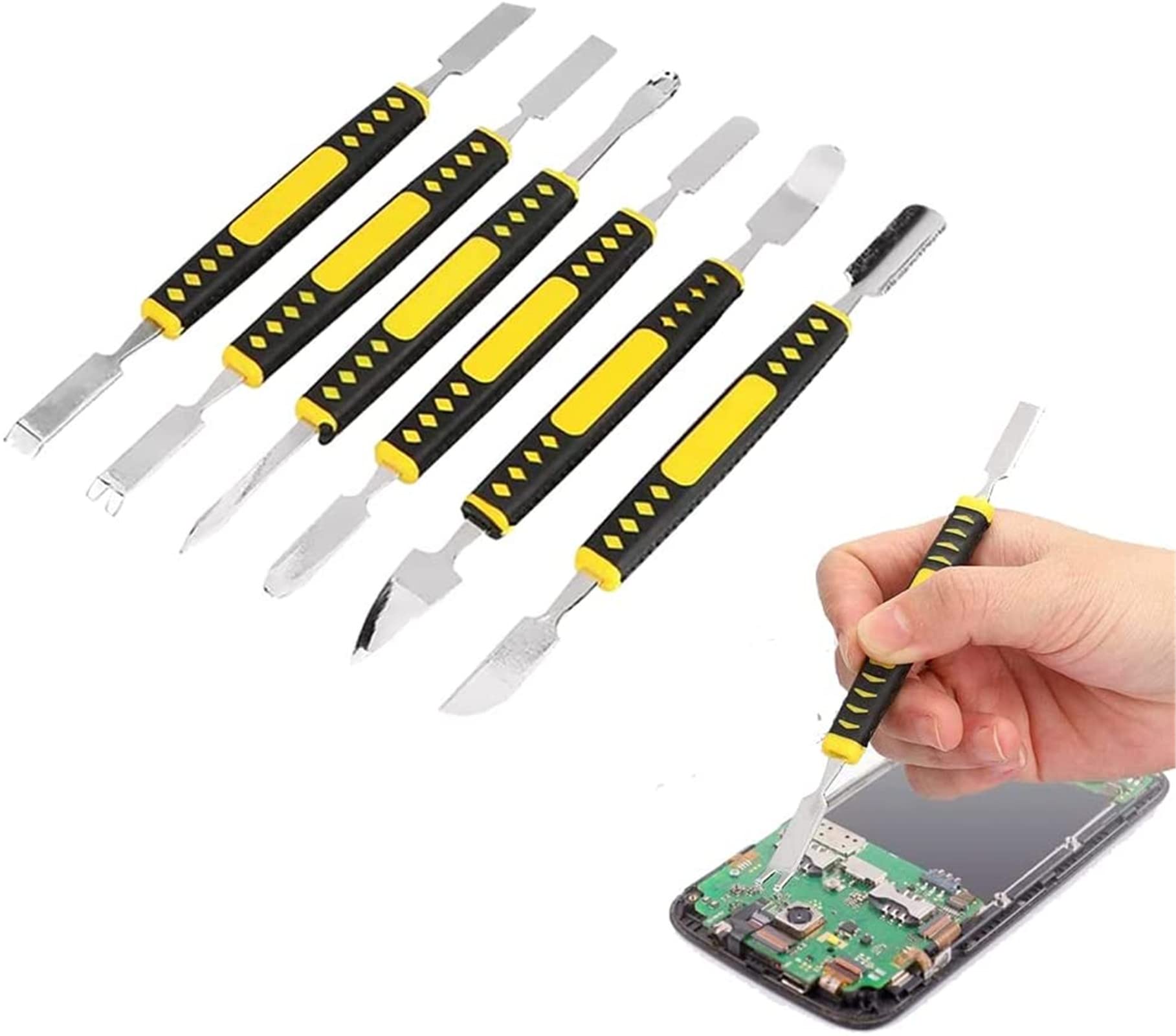 6-Piece Metal Crowbar Set - Professional Electronic Repair Tools for Home Appliances, Mini Dual-End Spudger & Pry Tool Kit | Perfect for Smartphone, Laptop & Gadget Disassembly