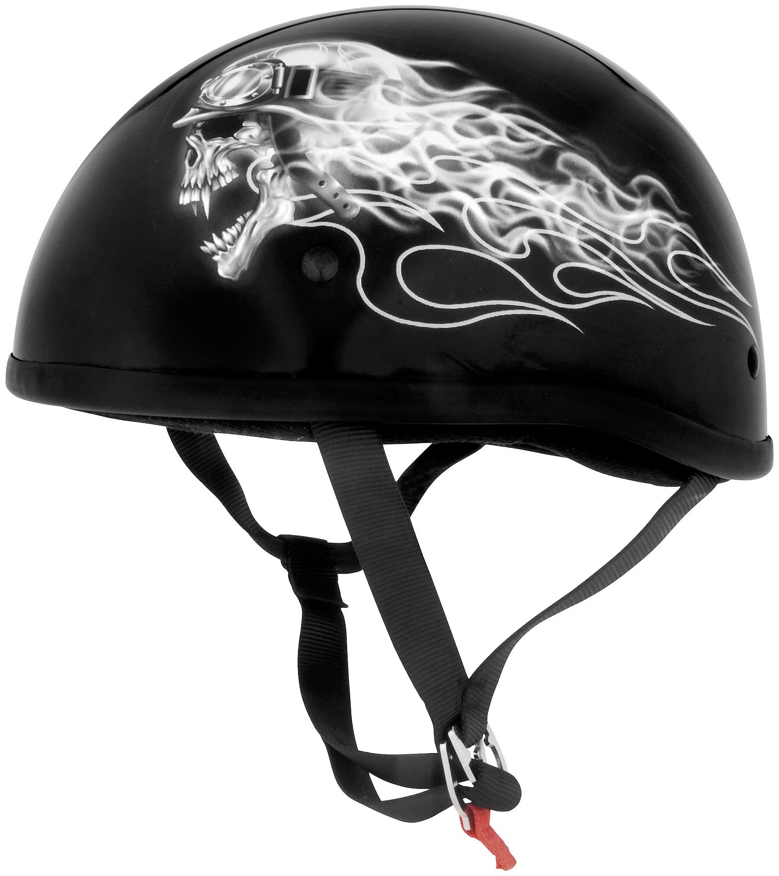 Original Biker Skull Motorcycle Helmet - X-Large Black for Men - DOT Approved Full Face Helmet for Harley, Cruiser & Street Bike Riders