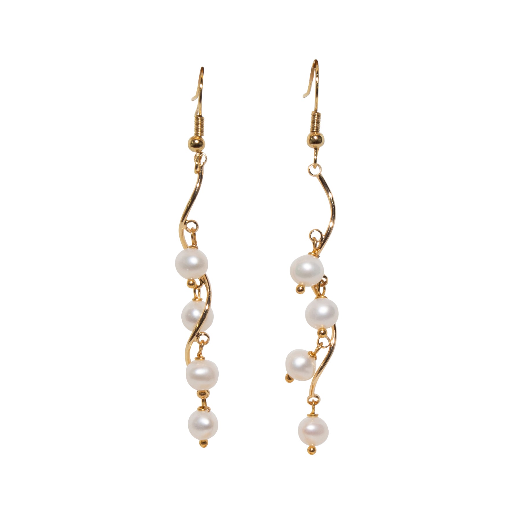Golden Pearl Dangle Earrings for Women - Elegant Drop Earrings with Shimmering Pearls for Parties, Weddings & Special Occasions