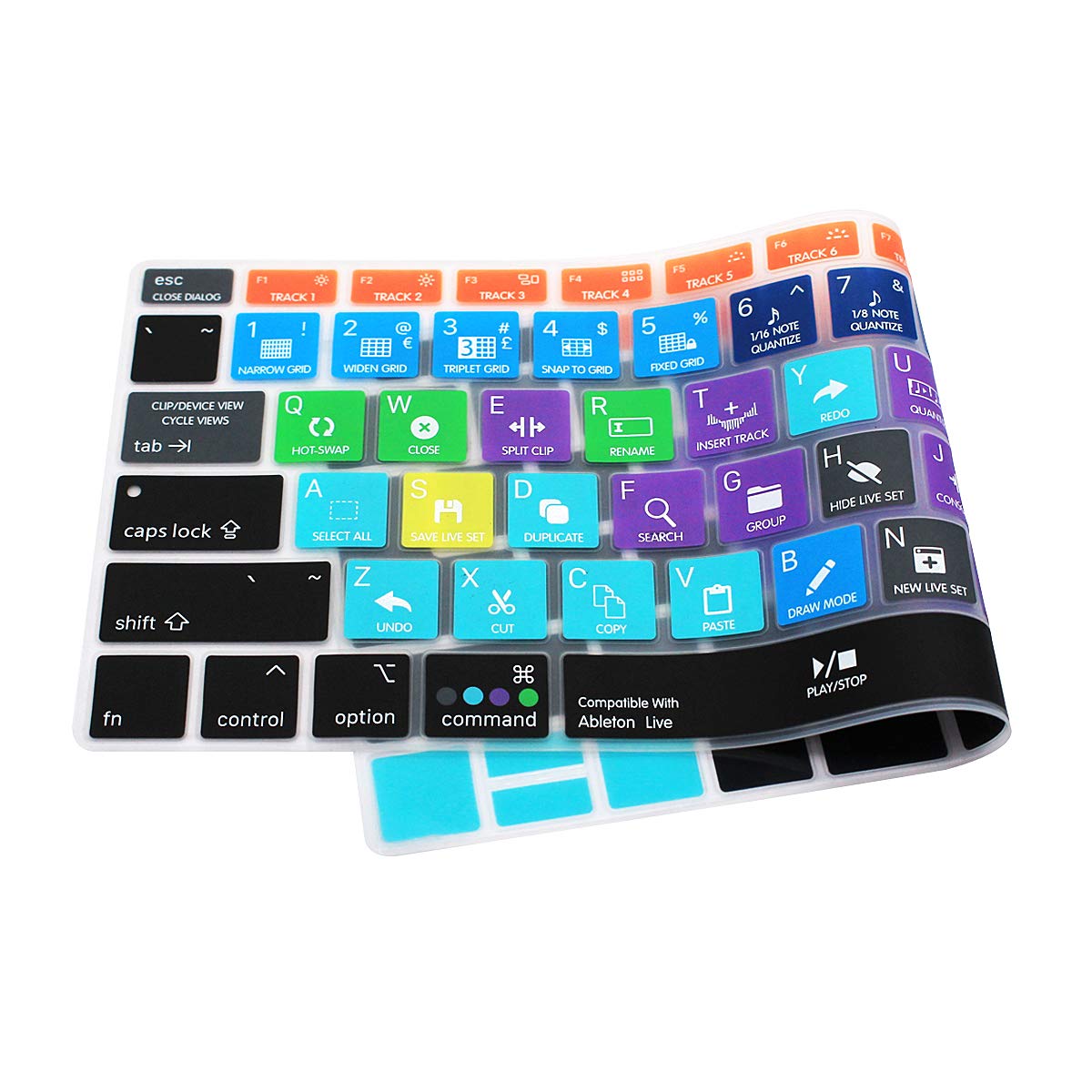 HRH Shortcut Hotkey Silicone Keyboard Cover Skin for MacBook Air 13 Inch 2018 (Model A1932) with Retina Display & Touch ID - EU/US Layout - Compatible with Ableton Live - Perfect for Music Production & Office Work