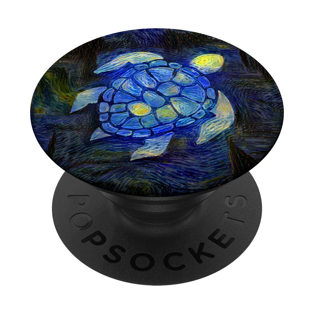 Sea Turtle Artistic Grip - Van Gogh Starry Night Inspired Pen Holder, Perfect for Office Desks & Artist Studios