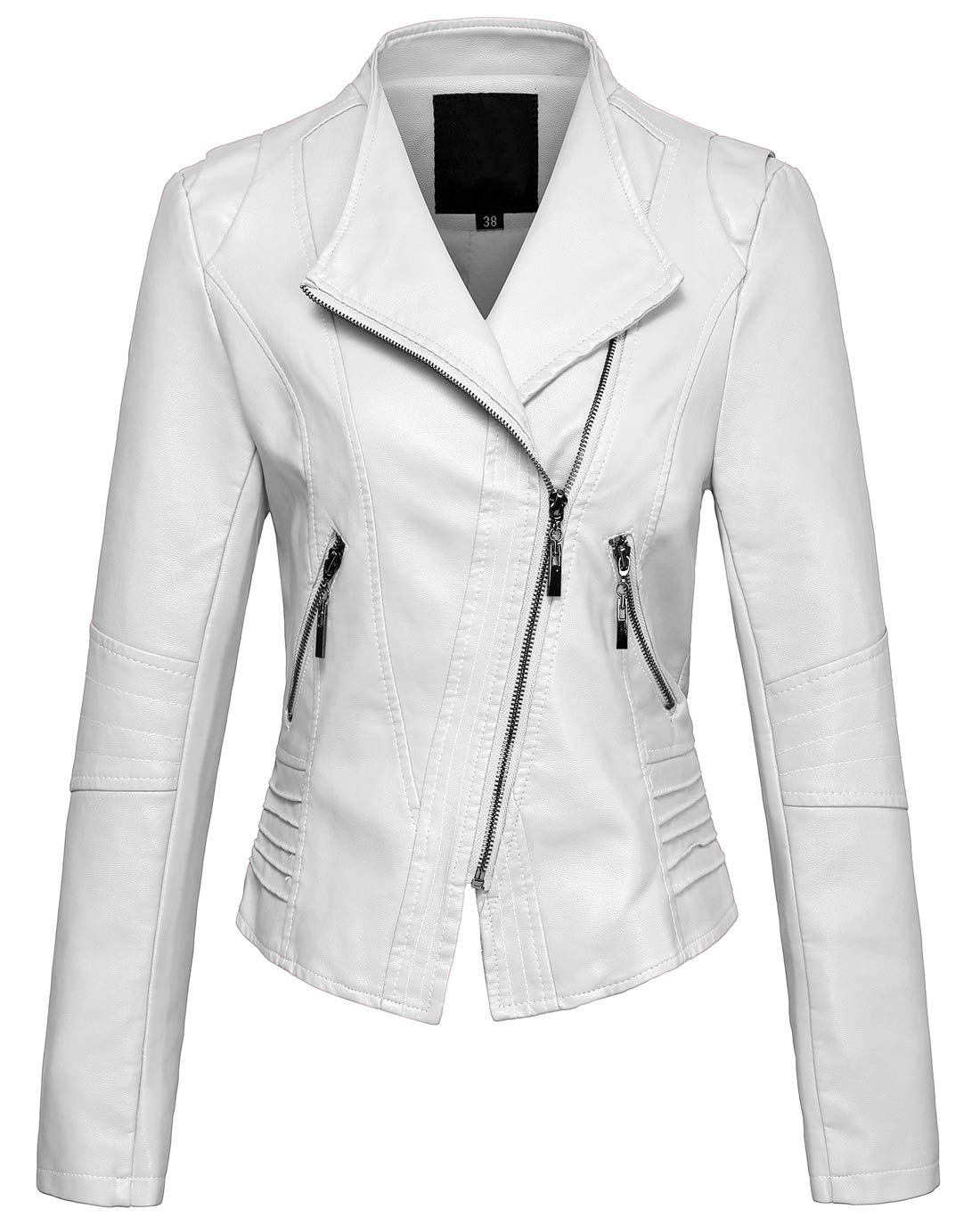 Women's Casual Collarless Cropped PU Leather Biker Jacket - Stylish Outerwear for Everyday Wear, Motorcycle Riding & Night Out
