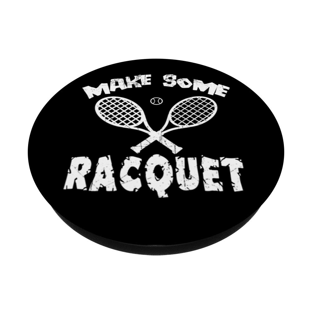Tennis Make Some Racquet PopSockets - Phone & Tablet Grip Stand with Swappable Collapsible Base - Perfect for Tennis Fans, Sports Enthusiasts & Everyday Use