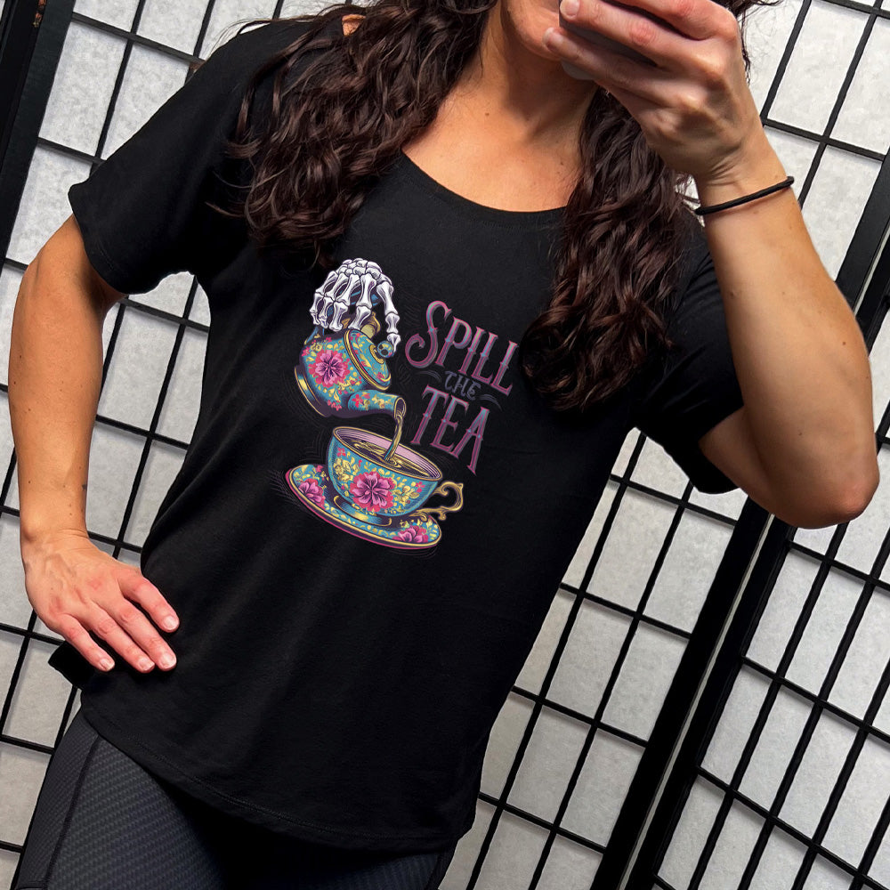 Spill The Tea Slouchy Tee - Oversized Casual T-Shirt for Women | Soft Cotton Relaxed Fit | Perfect for Lounge Wear, Coffee Dates & Weekend Outfits