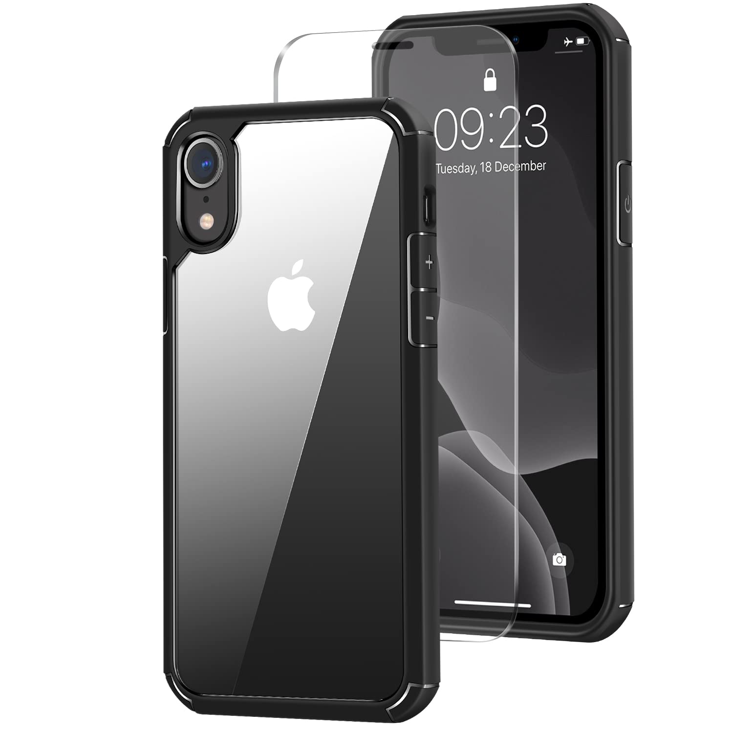 Amizee Military Grade Protective Case for iPhone XR - Slim Crystal Clear Back with Included Screen Protector | Shockproof & Durable Phone Cover for Everyday Use, Travel & Outdoor Activities