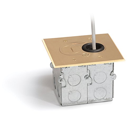 Concealed Plug Recessed Floor Outlet Box - 15A Duplex Electrical Outlet with Screw Plugs in Brass Finish | Ideal for Home Theater, Office & Commercial Floor Power Solutions