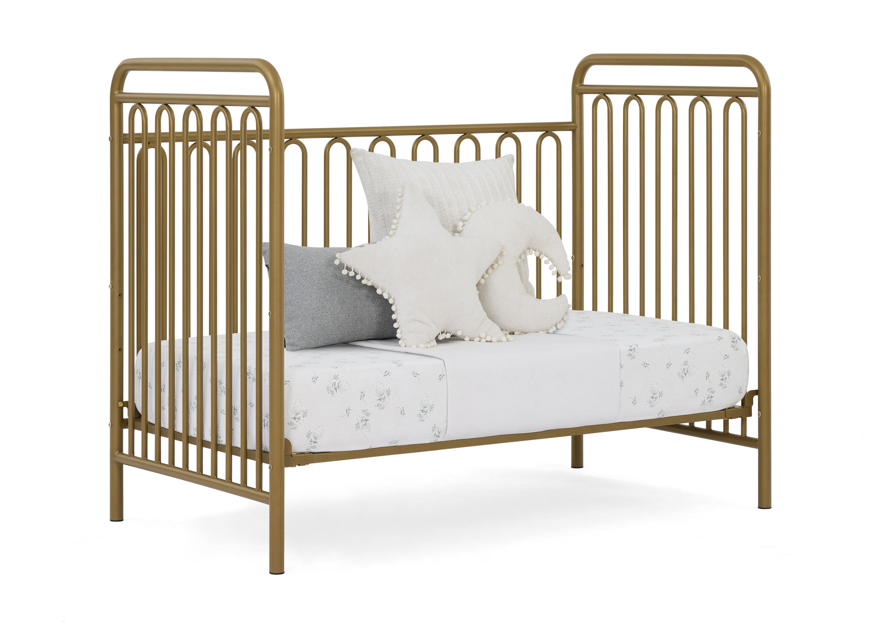 Darcy 4-in-1 Convertible Metal Baby Crib - Toddler Bed, Daybed & Full-Size Bed Conversion - Modern Nursery Furniture for Newborns to Teens (White) | Perfect for Small Spaces & Growing Families
