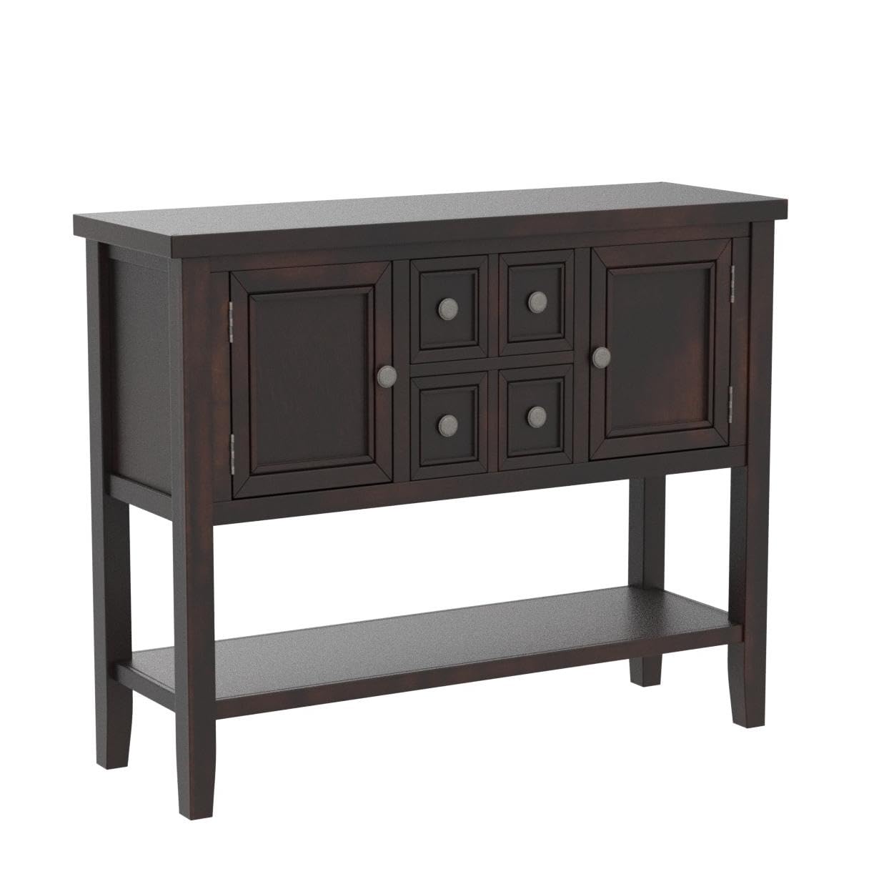 Retro Style Wood Console Table with Bottom Shelf & Storage Drawers - 46 Inch Espresso Buffet Sideboard for Living Room, Kitchen, Entryway - Perfect for Home Decor, Storage & Organizing Small Spaces