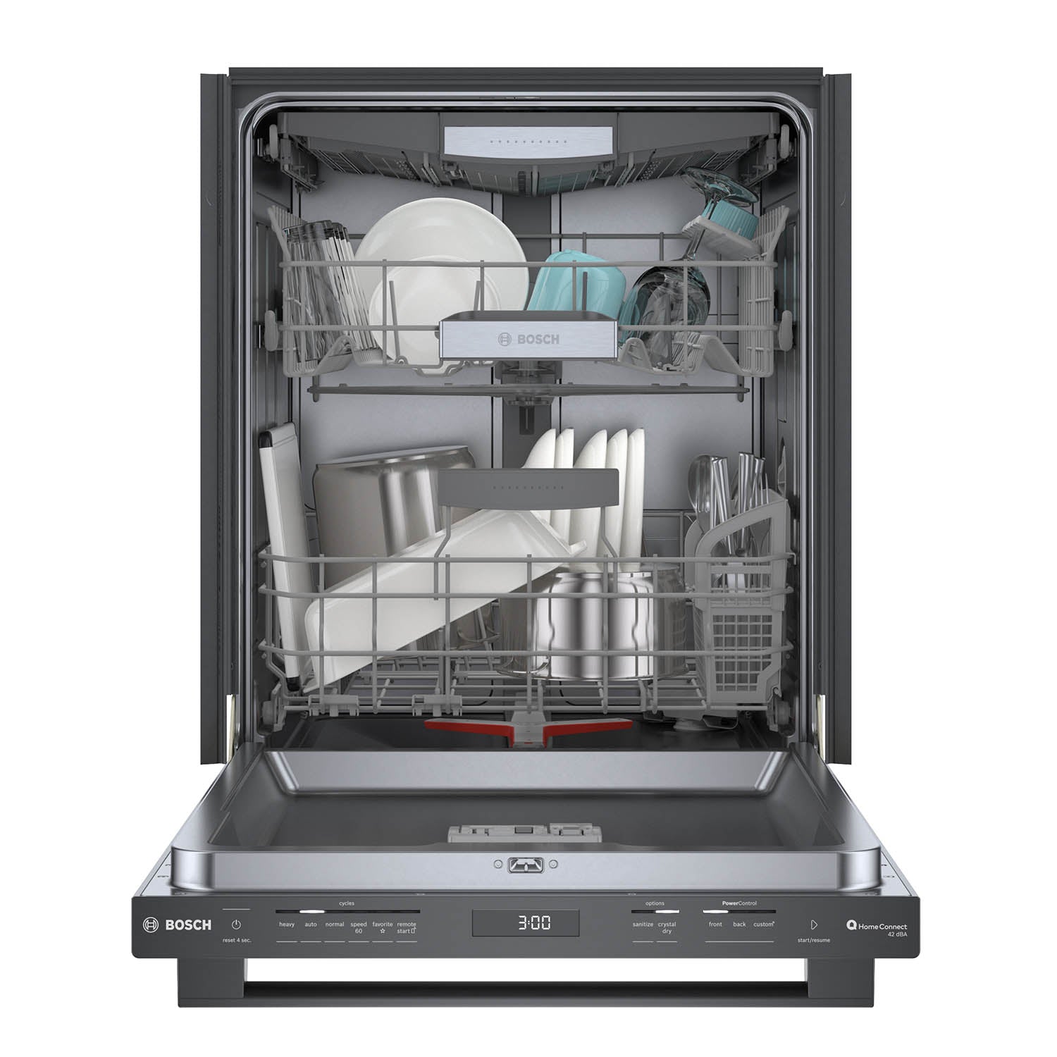 Bosch 24 Inch Black Stainless Steel Smart Dishwasher with Home Connect & Third Rack - SHX78CM4N | Energy Efficient, Ultra Quiet Operation for Modern Kitchens