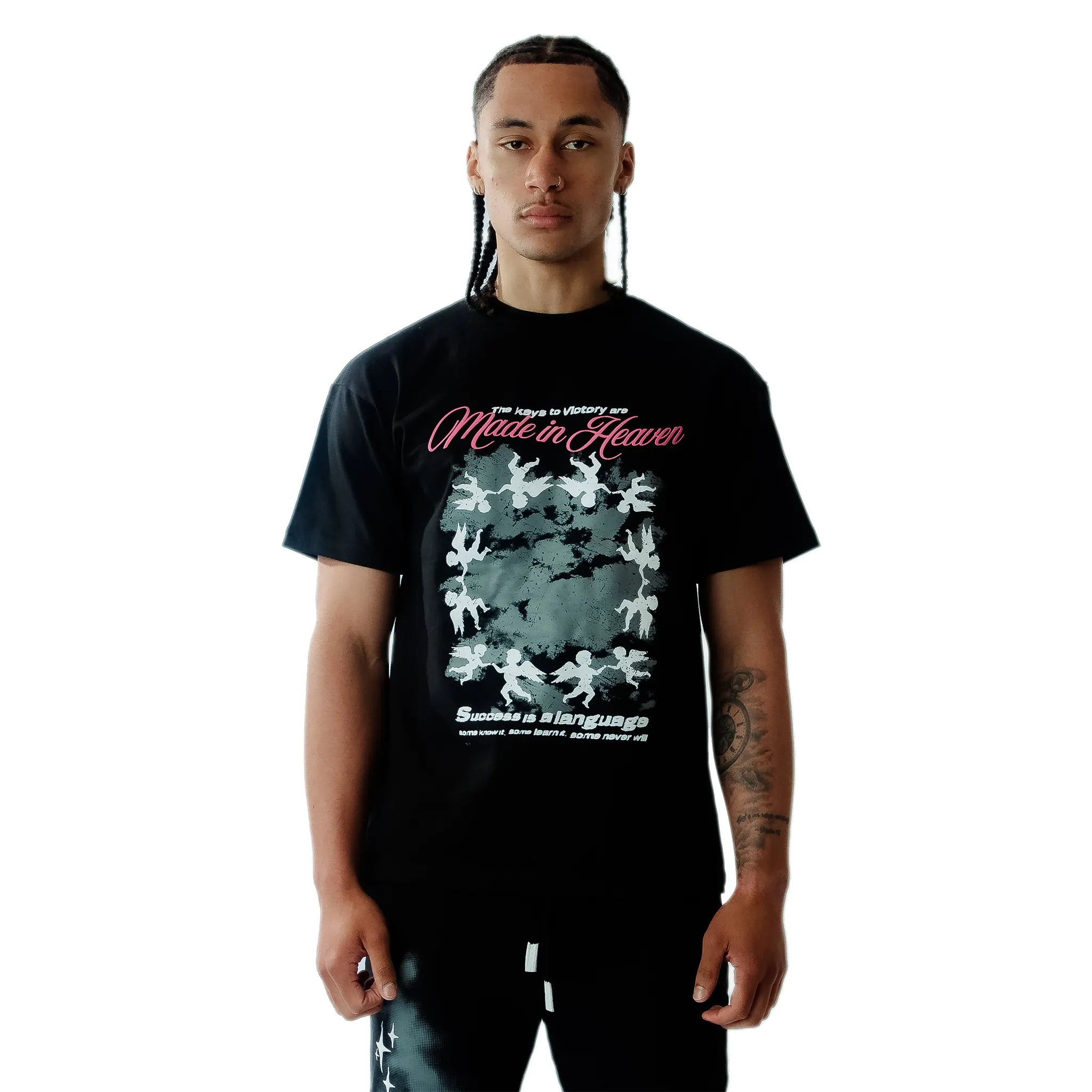 Amicci Angeli Graphic Black T-Shirt for Men - Cool Vintage Style Cotton Tee - Perfect for Casual Wear, Street Fashion & Gifts