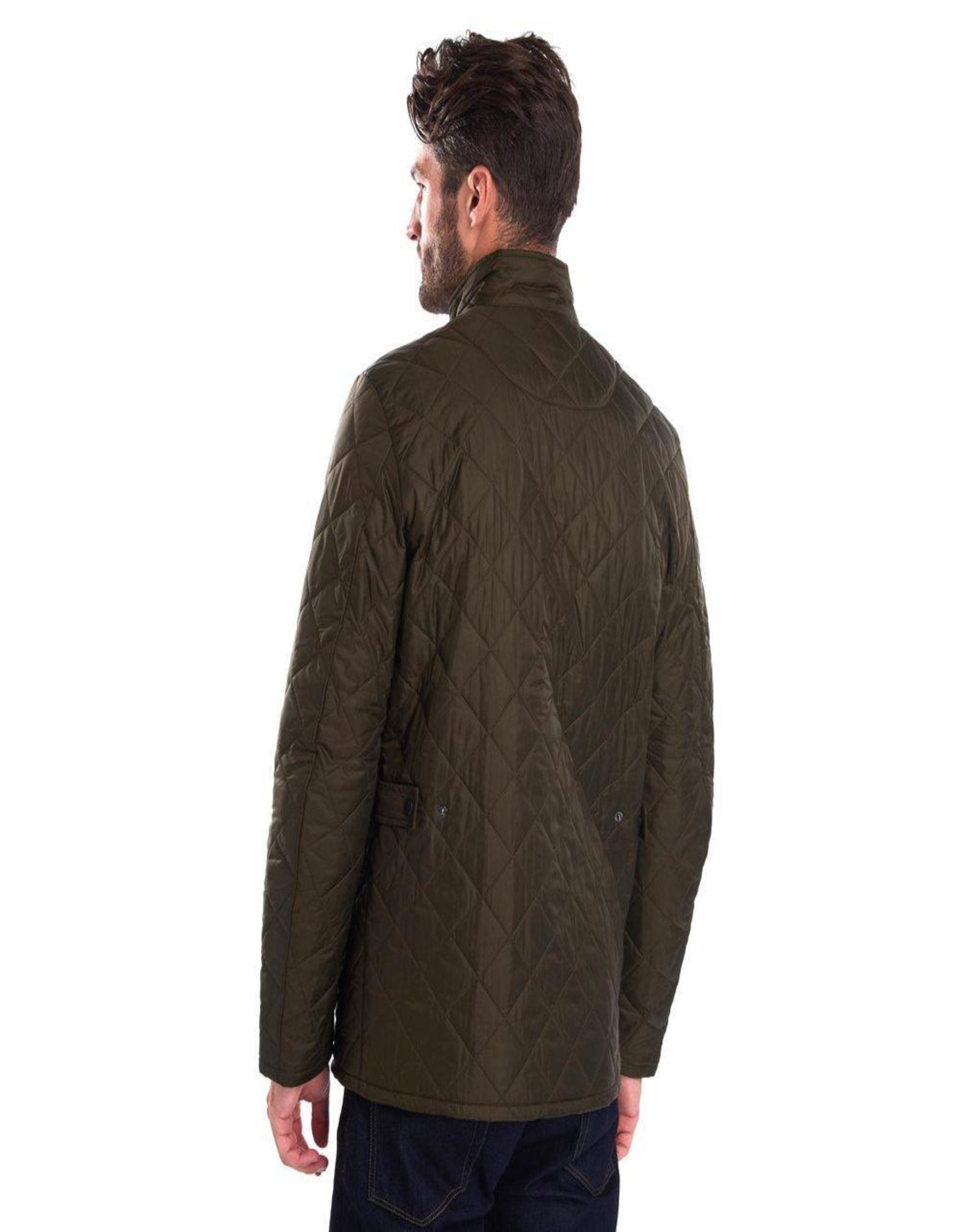 HENRY SARTORIAL X BARBOUR Chelsea Sportsquilt Jacket - Olive Green Waxed Cotton Quilted Coat for Men | Waterproof Outdoor Hunting & Casual Wear