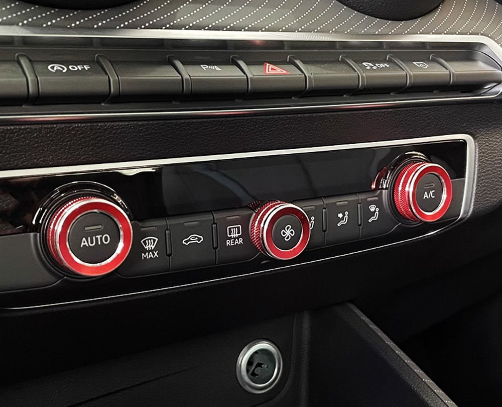 3-Piece Red Aluminum AC Climate Control Knob Covers for Audi 2015-2020 A3 & 2019+ Q3 - Upgrade Interior Accessories for Car Customization & Comfort