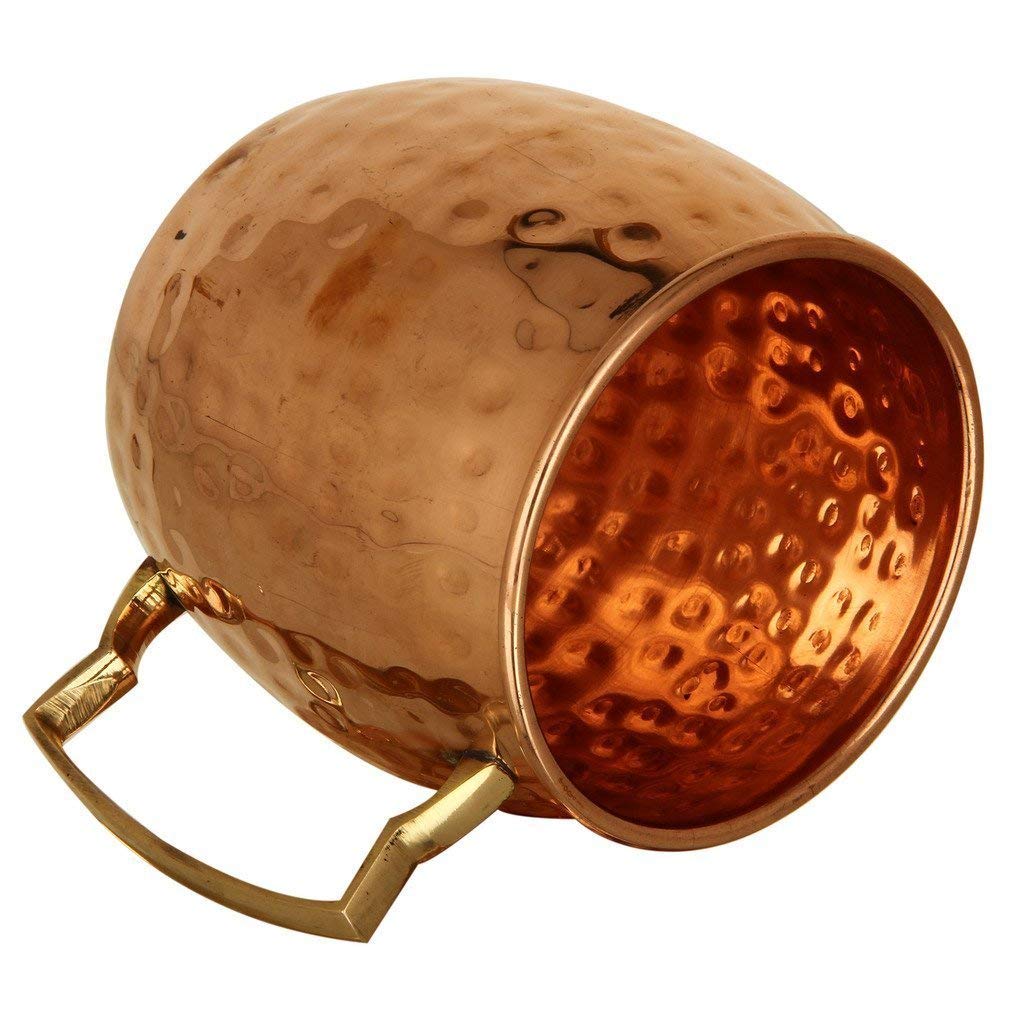 Handmade Hammered Copper Moscow Mule Mugs Set of 8 - 17 oz Copper Cups with Brass Handles for Cocktails, Beer, Coffee & Tea - Perfect for Parties, Gifts & Home Bar Use