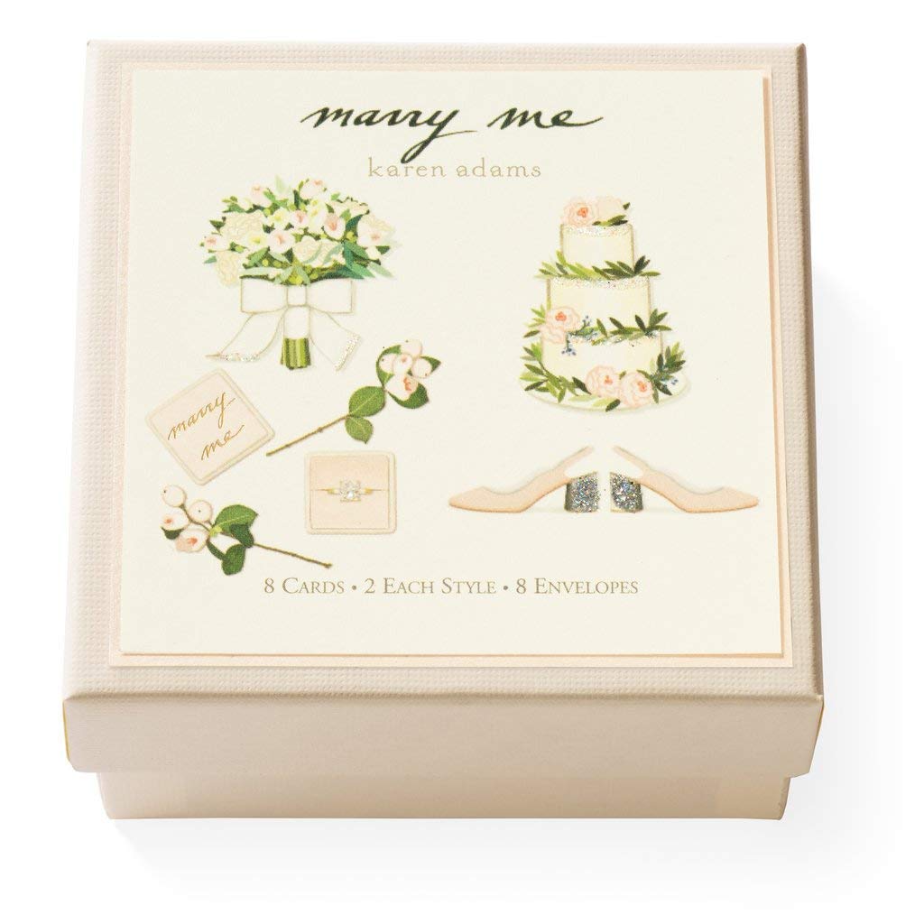Karen Adams 'Marry Me' Gift Box - 8 Assorted Greeting Cards with Envelopes | Perfect for Proposals, Anniversaries & Romantic Occasions