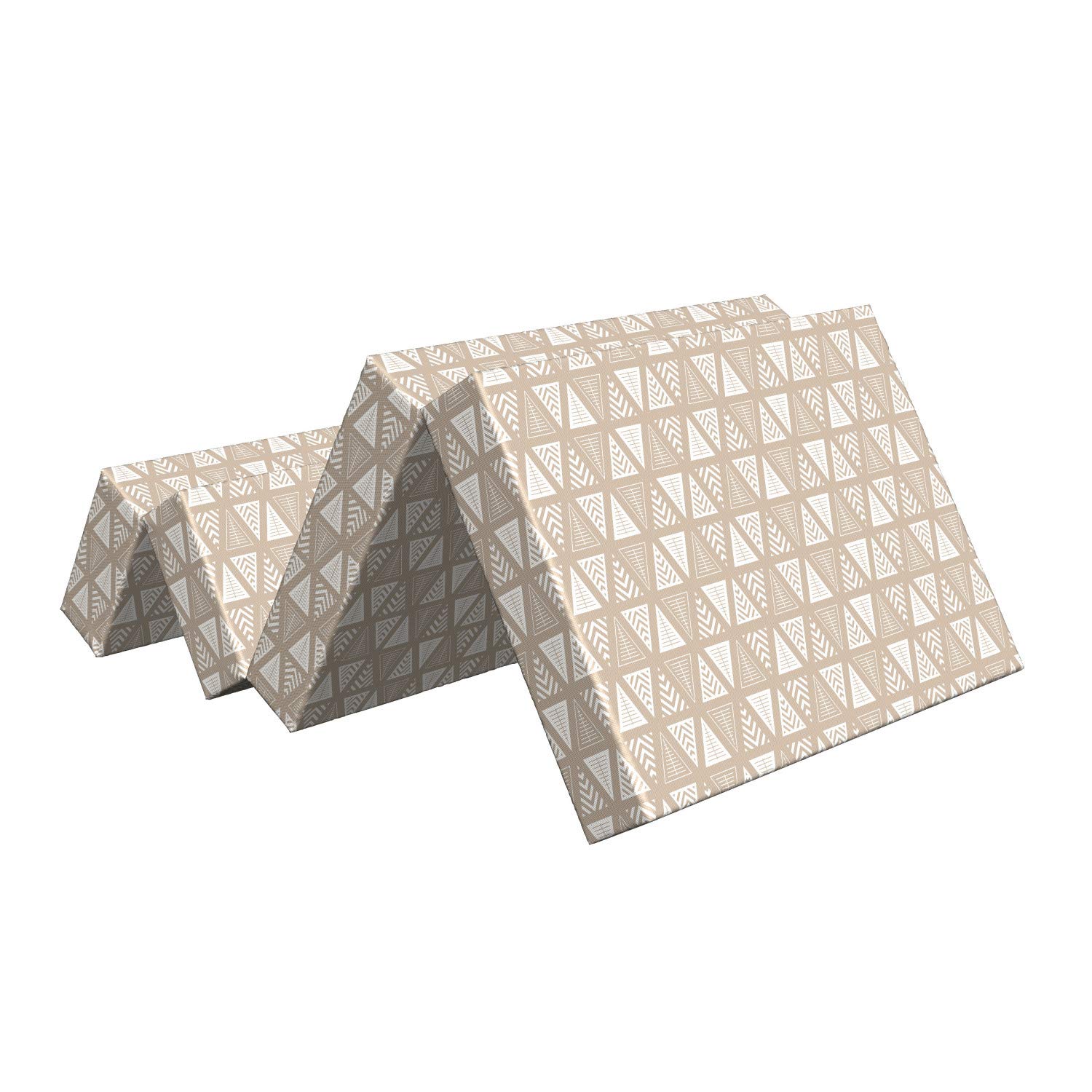 Ambesonne Geometric Foldable Mattress - Abstract Neutral Triangle Design, 74.8