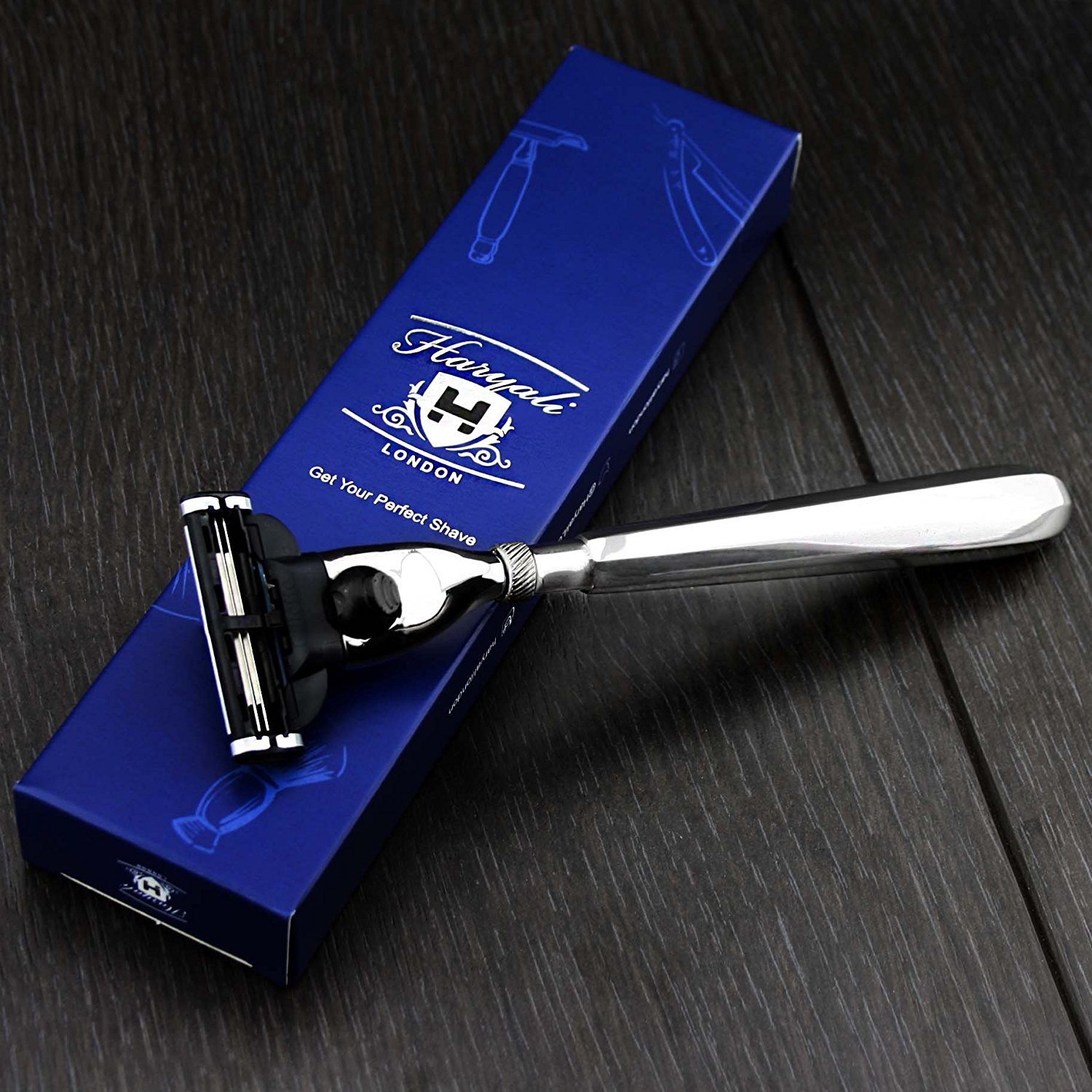 Haryali London Men's 3-Blade Stainless Steel Safety Razor with Ergonomic Handle - Smooth Shaving for Sensitive Skin, Perfect for Travel & Daily Grooming