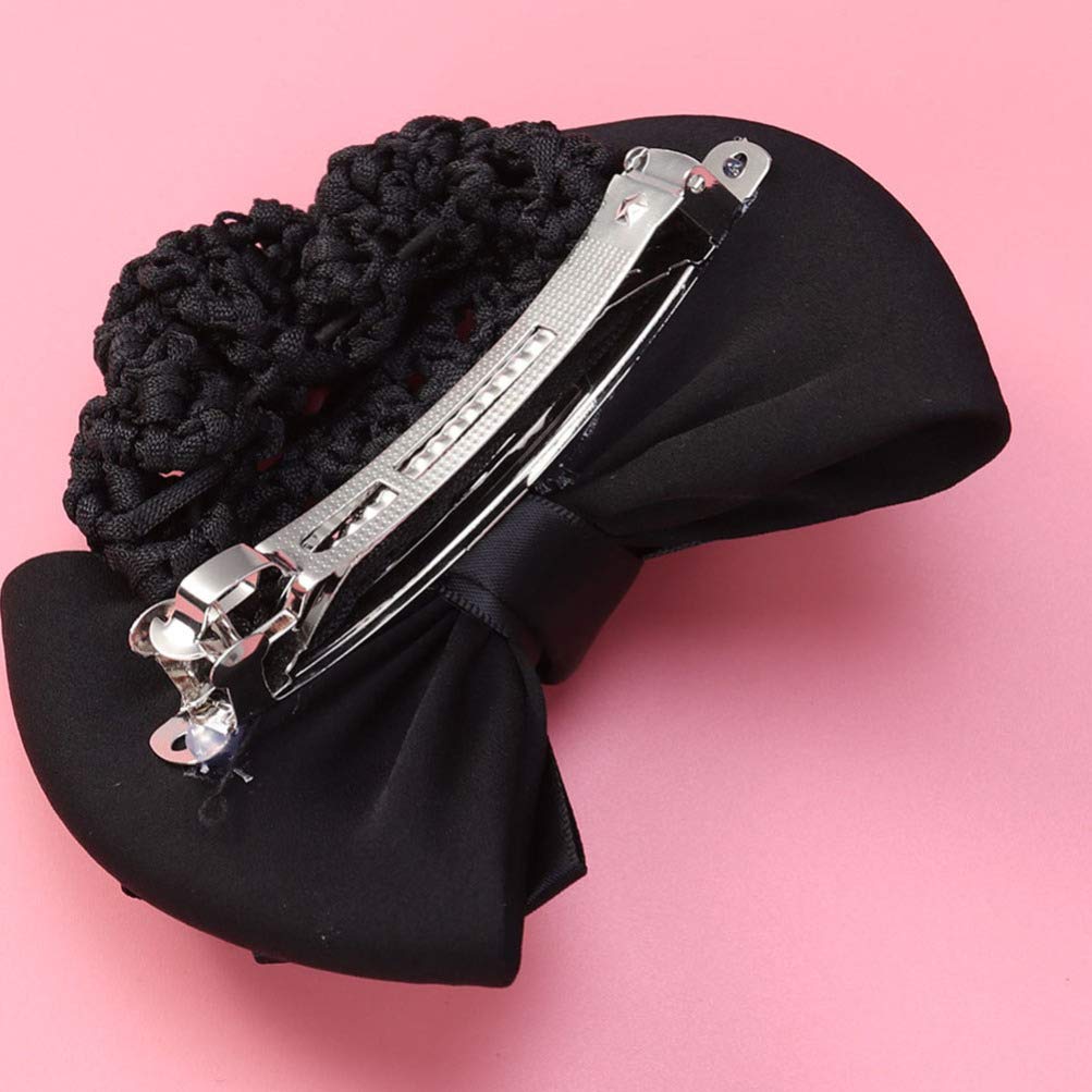 Beaupretty 3Pcs Lace Bow Hair Clips - Elegant Hair Bun Cover Barrettes with Bowknot Snood Net for Women (Black) | Perfect for Weddings, Parties, and Everyday Elegant Hairstyles