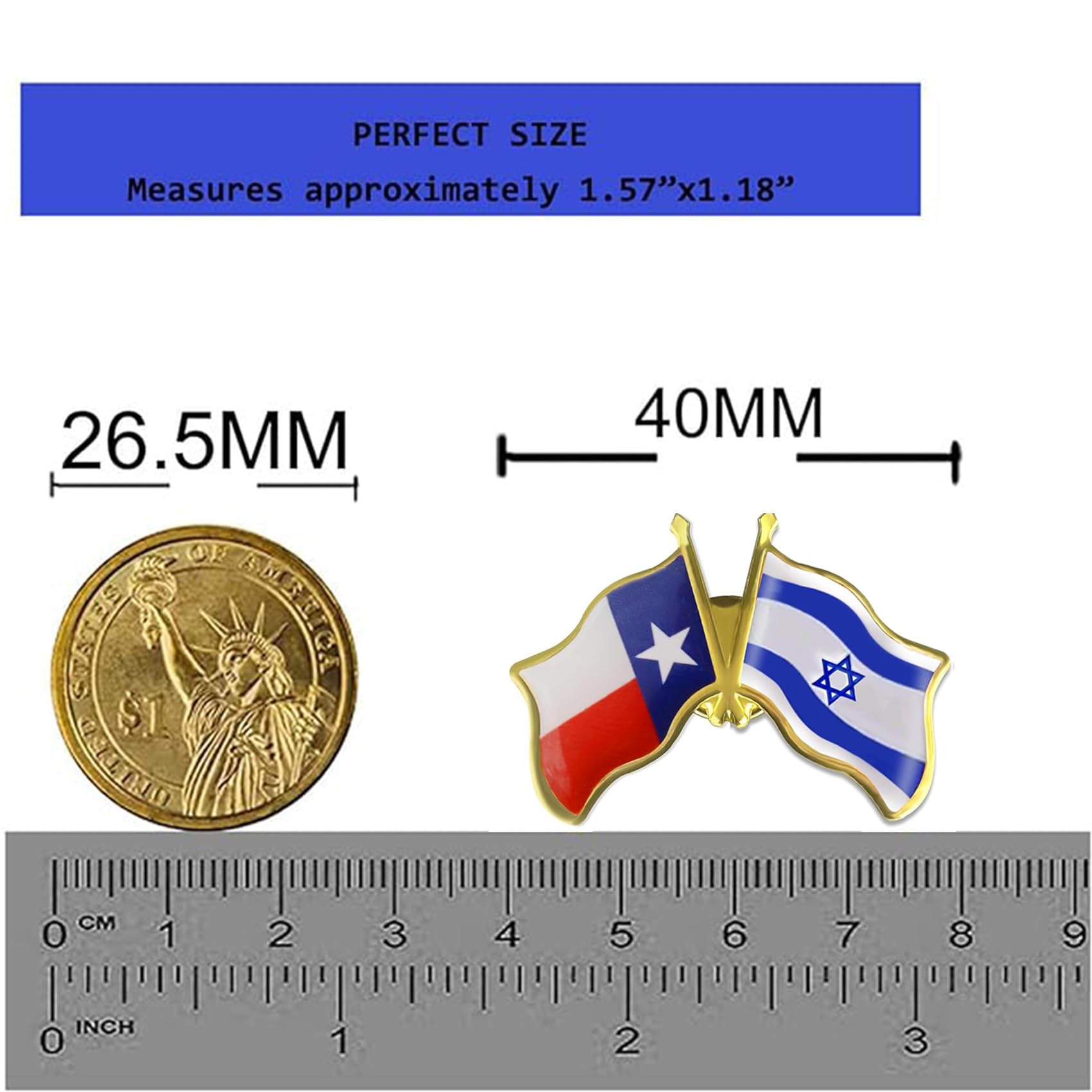 12/24/50/100Pcs Texas & Israel Flag Lapel Pins - Bulk Waving Badge Pins for Travel Souvenirs, Political Events & Patriotic Gifts - US State & Israeli Flags Collection