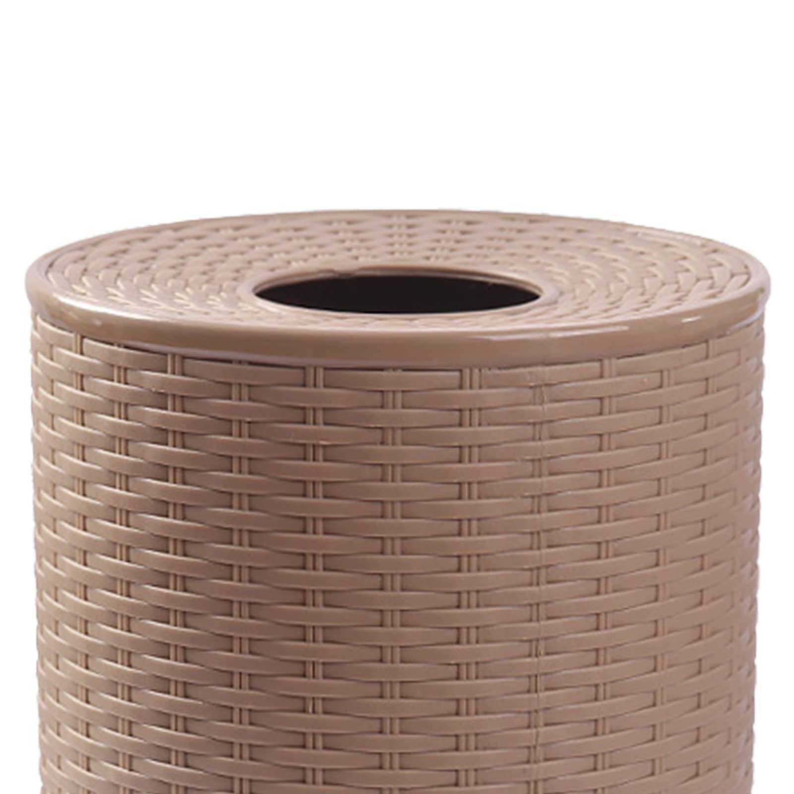 Rattan Tissue Box Cover - Wicker Toilet Paper Holder with Lid for Bathroom Storage - Decorative Round Tissue Protector for Single Roll (Dark Brown) - Perfect for Bathroom, Living Room, and Bedroom Organization