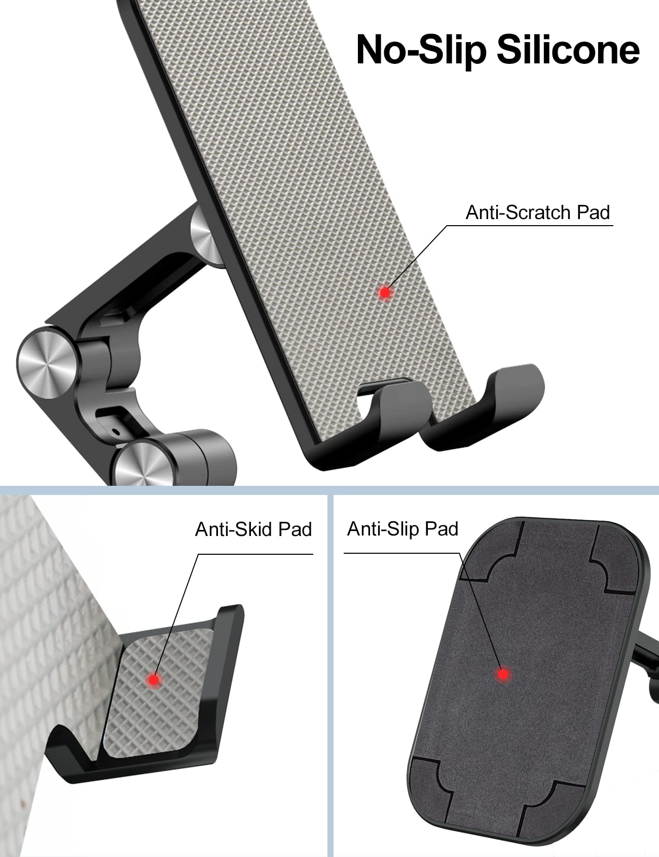 Adjustable Height & Angle Foldable Phone Stand Holder for Desk - Compatible with iPhone, iPad, Tablets 4.7