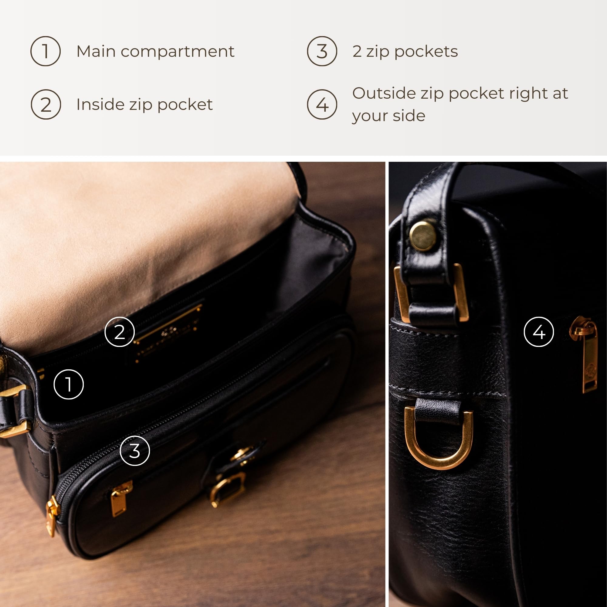 Women's Leather Crossbody Bag - Durable & Stylish for Daily Use