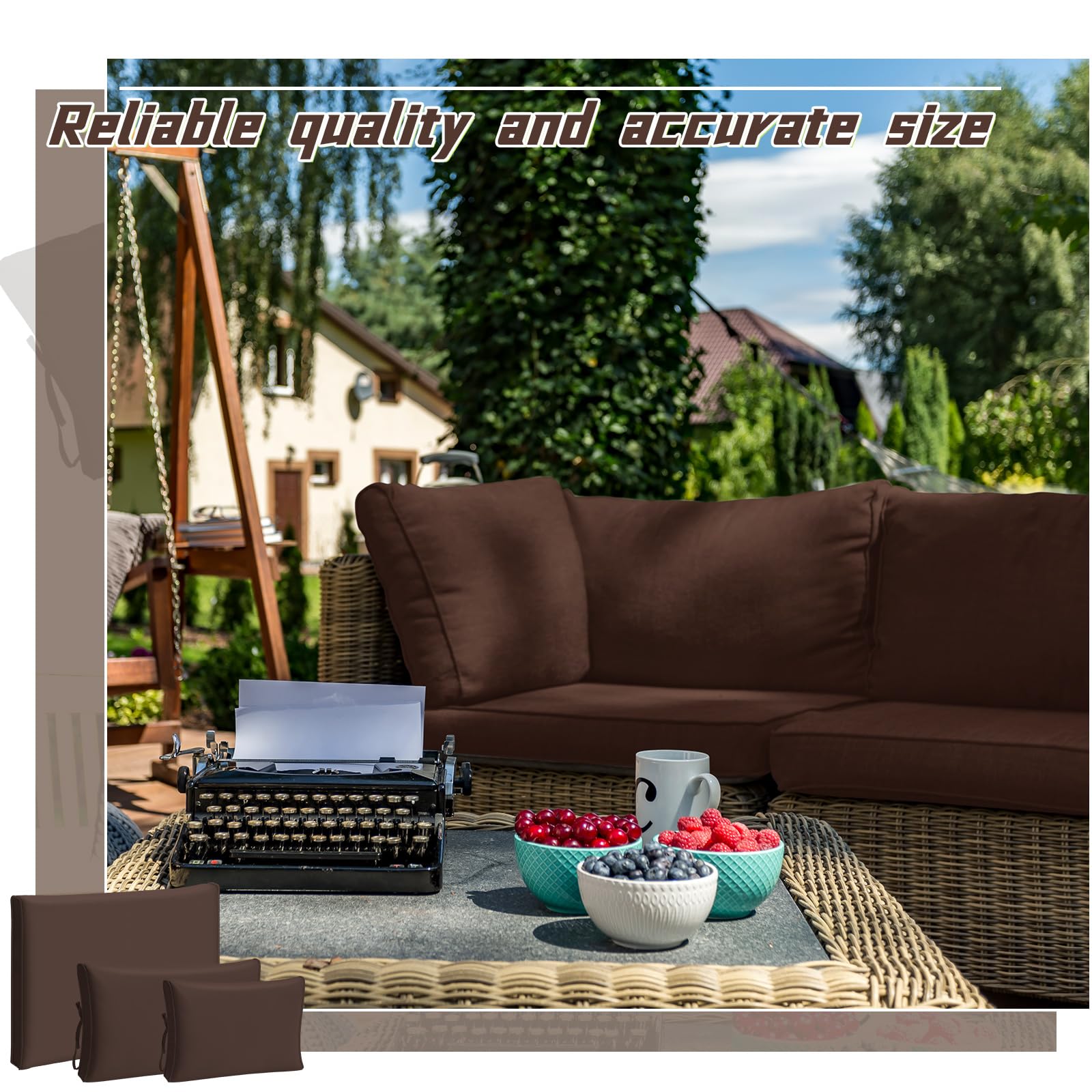 Patelai 11-Piece Outdoor Patio Cushion Slipcovers Set - Waterproof Replacement Covers for Sectional Sofa, Furniture & Couch (3 Sizes, Brown) - Perfect for Backyard, Deck, Poolside & Garden Relaxation