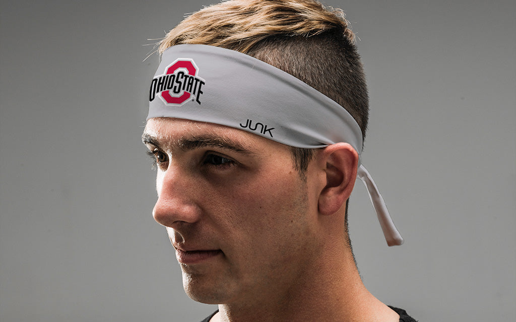 Ohio State Buckeyes Logo Gray Adjustable Flex Tie Headband - Perfect for Sports, Workouts, and Game Day Fan Gear