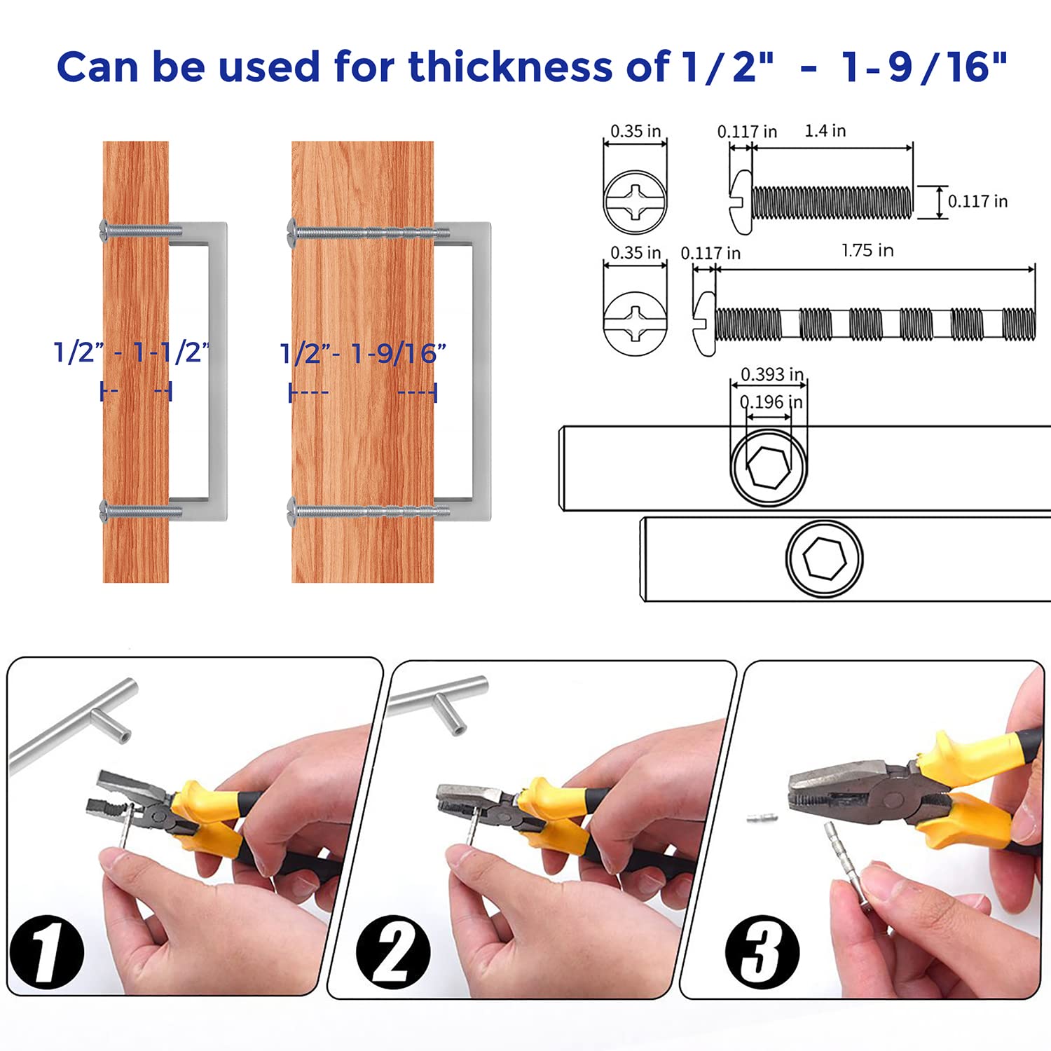 10 Pack Brushed Nickel Cabinet Handles - 5 Inch Hole Center Square Bar Pulls for Kitchen Cabinets & Drawers - Durable Solid Cabinet Hardware for Modern & Traditional Kitchens (Perfect for Home Renovation & DIY Projects)