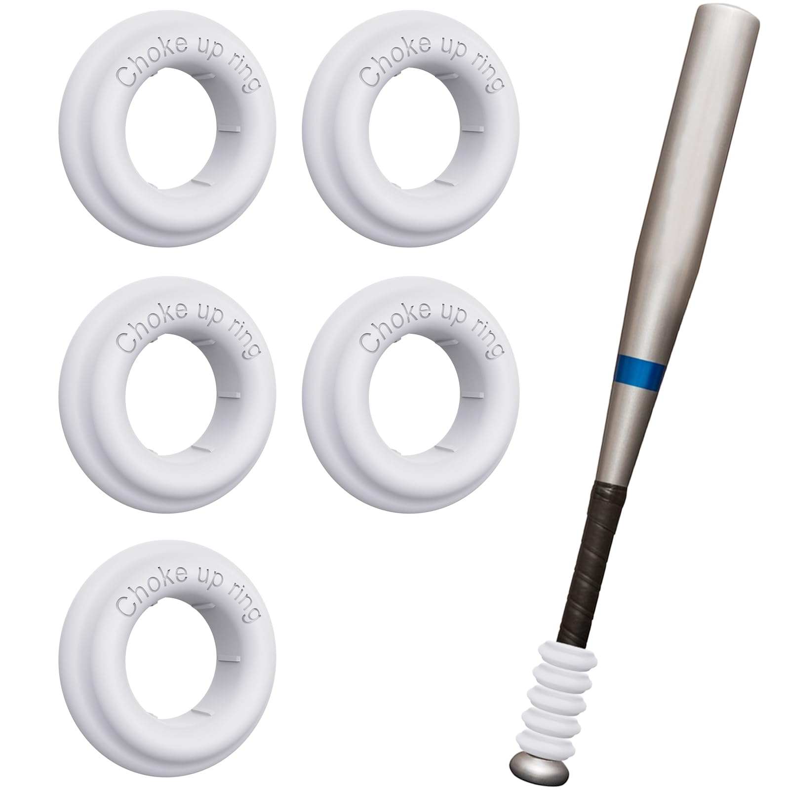 5 Pack Baseball Bat Grip Choke Up Rings - Softball & Teeball Bat Accessories for Better Control - Perfect for Youth, Training & Game Day Performance
