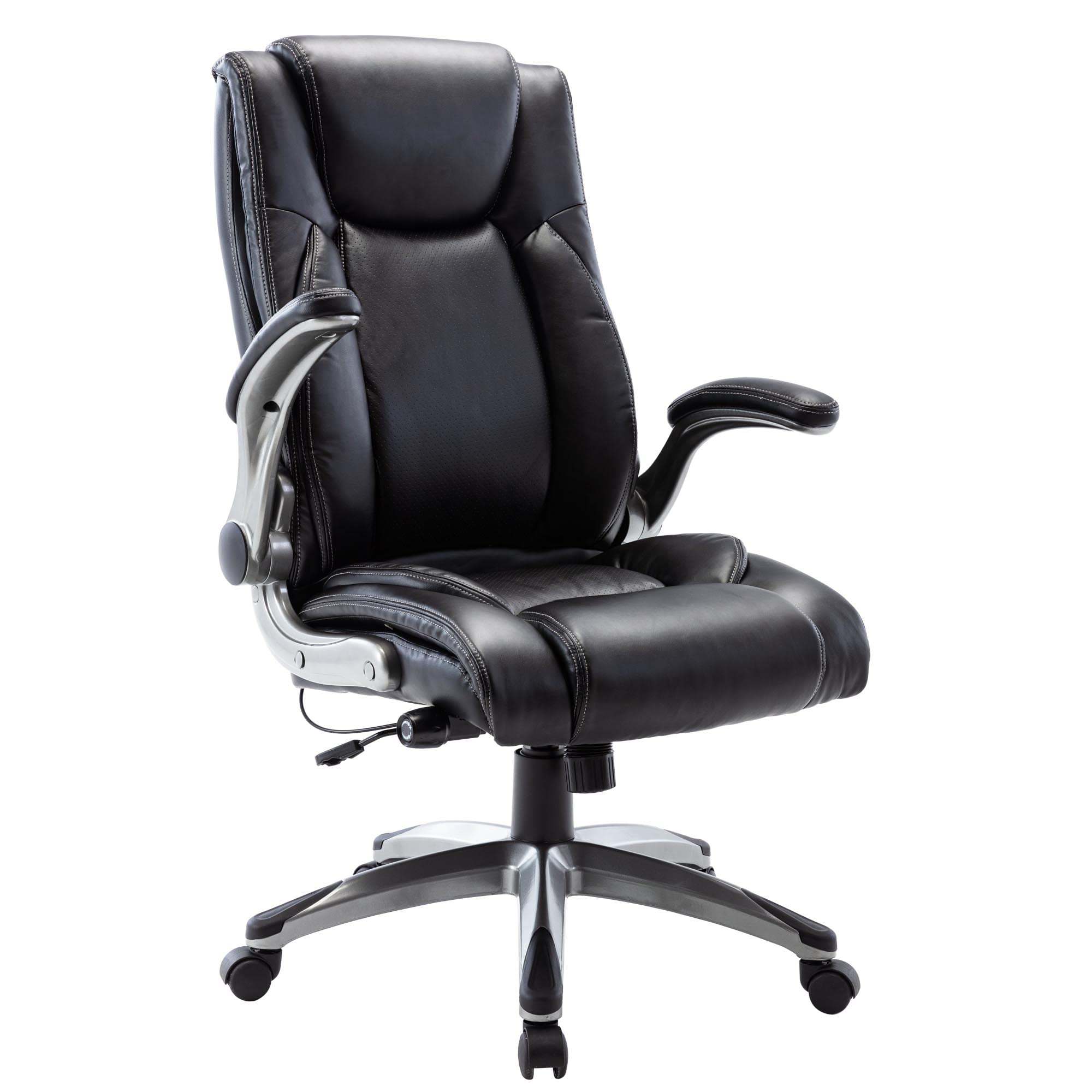 COLAMY Ergonomic High Back Office Chair with Flip-Up Arms - Adjustable Executive Desk Chair with Built-in Lumbar Support - Bonded Leather Computer Chair for Home, School & Office - Perfect for Long Work Hours, Gaming & Remote Work