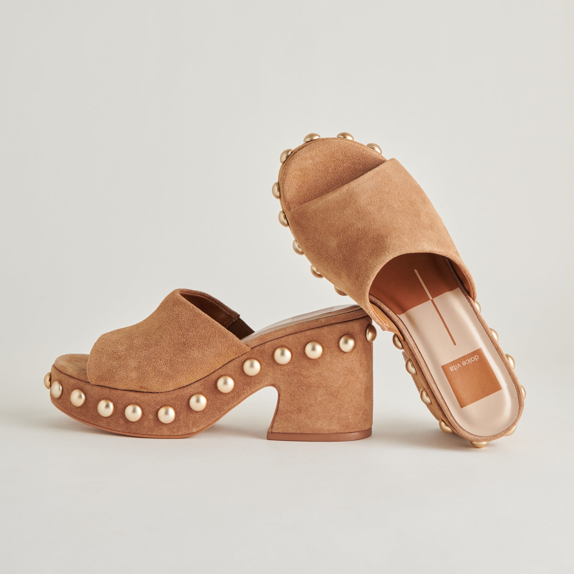 Glori Heels Pecan Suede - Women's Comfortable Block Heel Shoes for Work, Party & Special Occasions