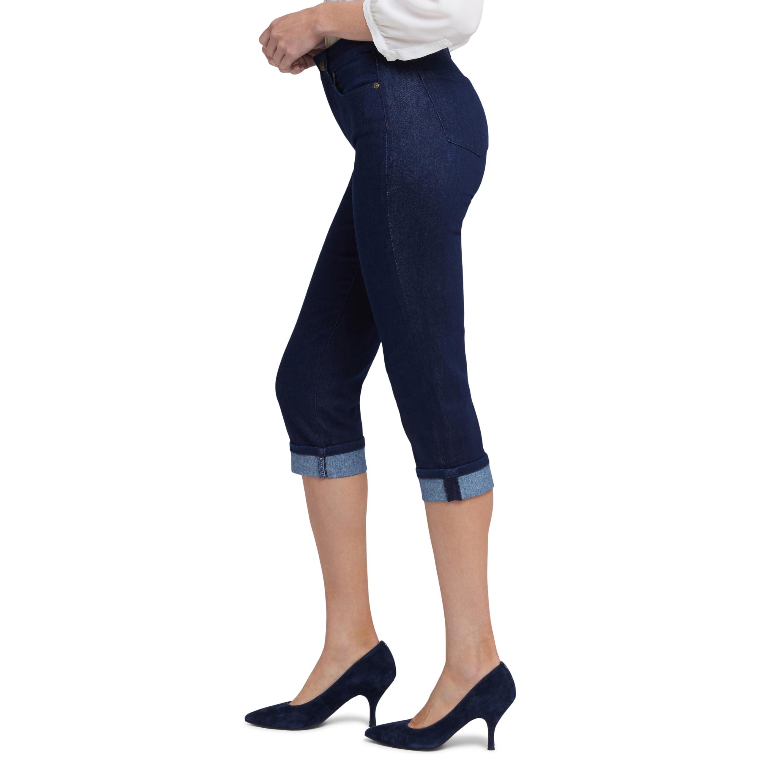 NYDJ Women's Marilyn Straight Crop Cuff Jeans - Slimming High Waist Stretch Denim Pants for Petite & Regular Sizes | Perfect for Work, Casual Outfits & Date Night