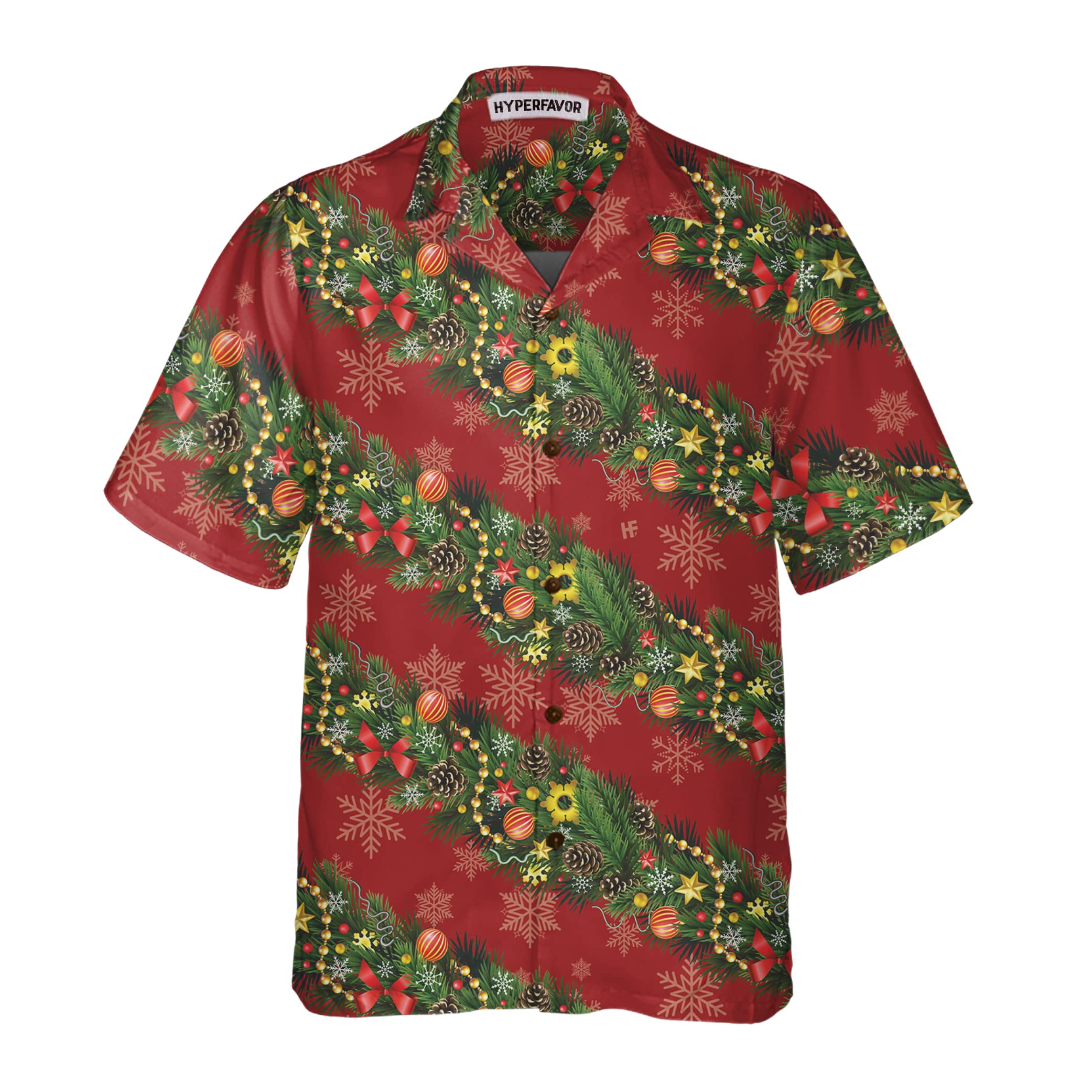 HYPERFAVOR Christmas Shirts for Men & Women - Festive Short Sleeve Hawaiian Shirt Set of 2 - Perfect for Holiday Parties, Family Gatherings & Christmas Photos