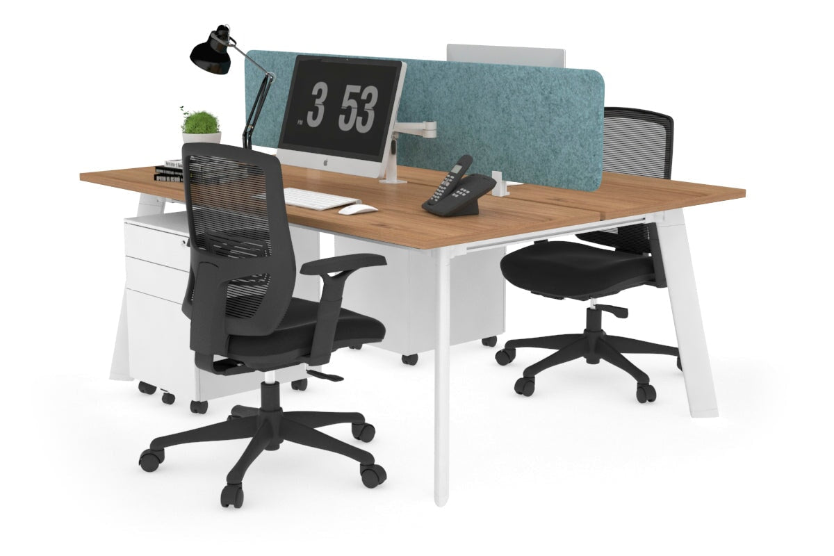 2-Person Workstation with White Frame - 1200L x 700W Dimensions - Perfect for Office, Home Office, and Collaborative Workspaces