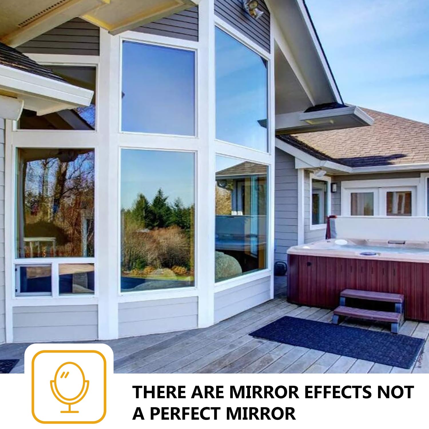 WochiTV One Way Mirror Window Film - Static Cling Privacy Tint for Home & Office, UV Protection & Heat Control, Non-Adhesive Reflective Window Covering (Black Silver) - Perfect for Bedroom, Bathroom & Glass Doors