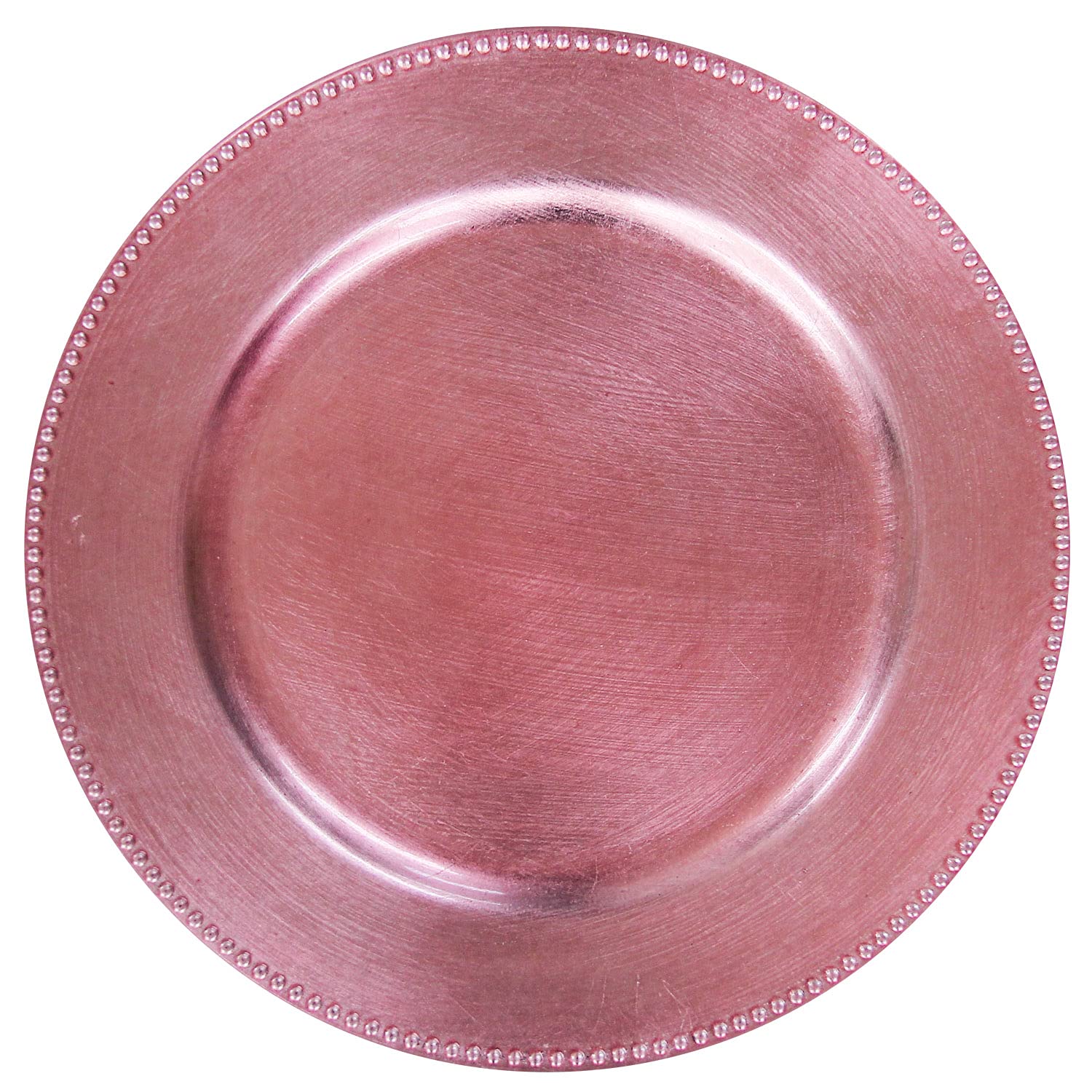 Blush Pink Plastic Beaded Charger Plates - 12 Pack 13 Inch Round Wedding & Party Decor, Metallic Dinner Plates for Table Setting, Bridal Shower, Anniversary Celebration (Blush Pink, 12 Count)