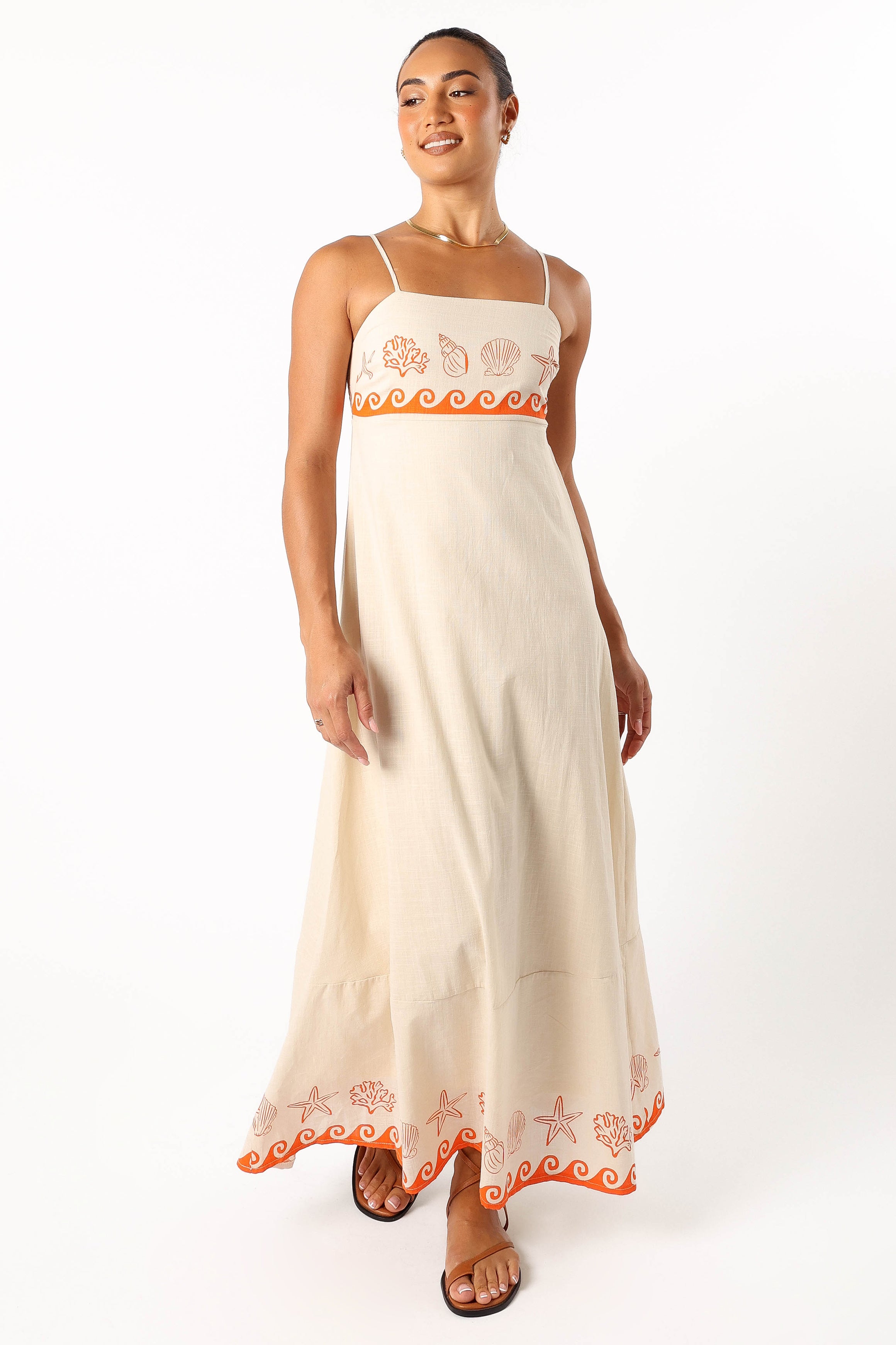 Ceecee Women's Maxi Dress in Beige - Flowy Long Summer Dress for Beach, Vacation & Casual Wear