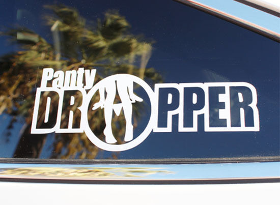 (2 Pack) Funny Panty Dropper Car Decals - Vinyl Stickers for SUV, Truck & Vehicle - Perfect for Bumper, Window & Rear Windshield Decoration