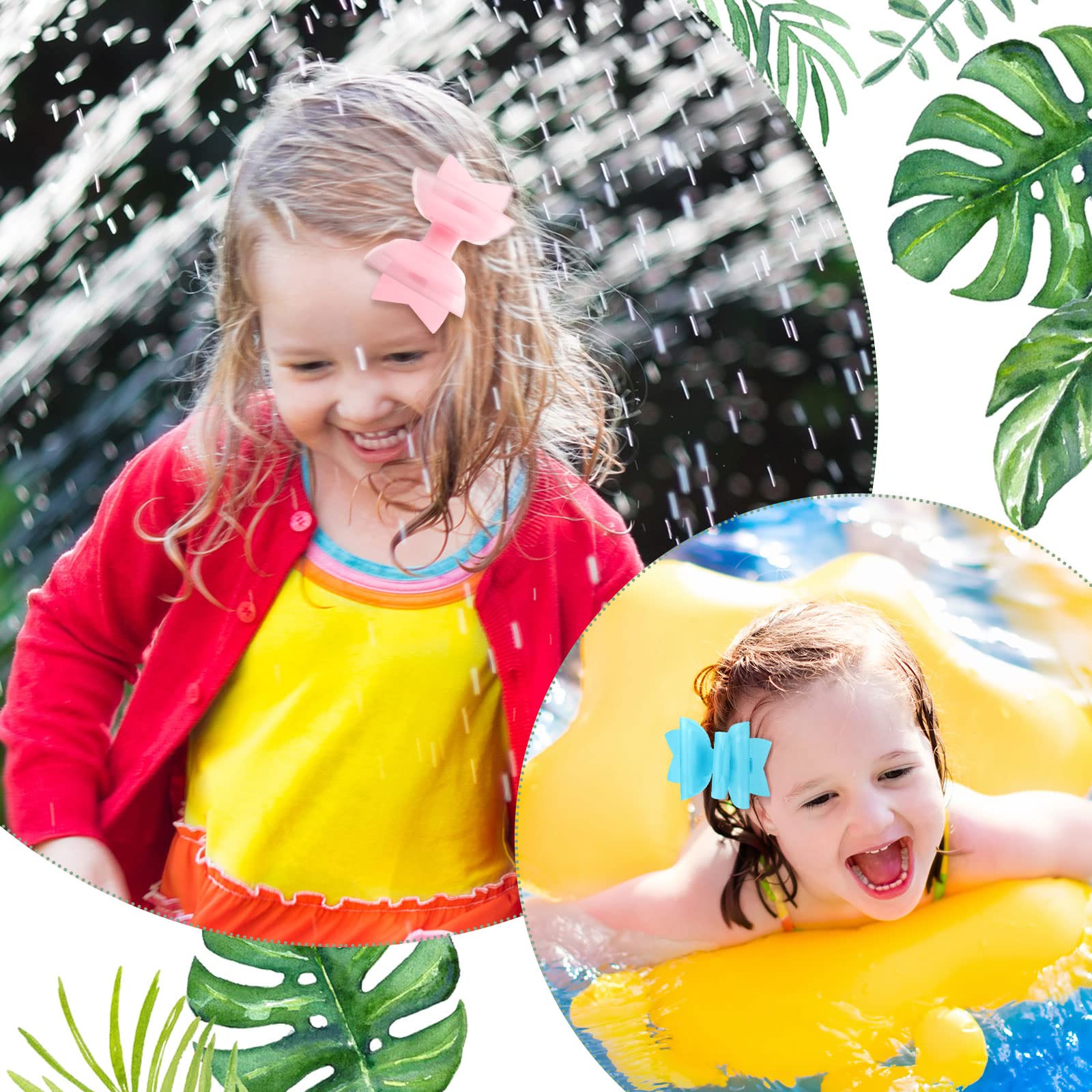 Giegxin Waterproof Jelly Hair Bows & Clips - PVC Swim Hair Accessories for Kids, Toddlers & Girls (3 Inch, 8 Colors) - Perfect for Swimming, Beach & Summer Activities