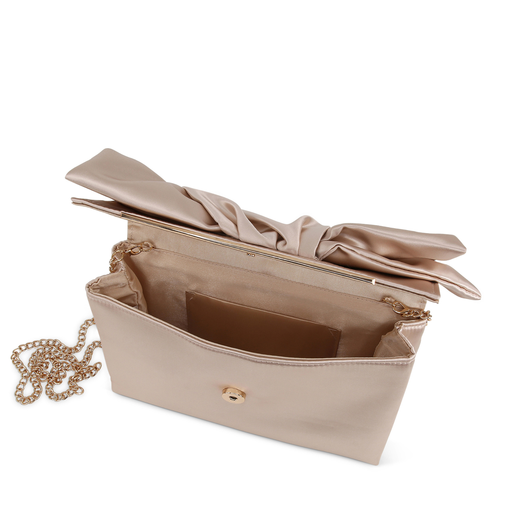 Delilah Handtied Bow Envelope Clutch - Champagne Nude Evening Bag for Women | Elegant Wedding, Prom, Cocktail Party & Special Occasion Accessory