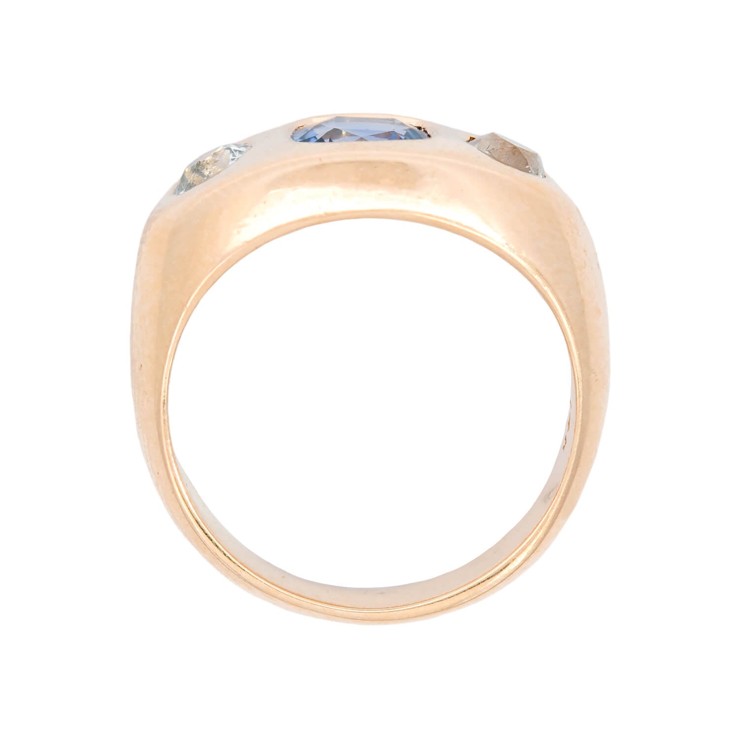 Victorian Style 14k Gold Sapphire and Diamond Flush Mount Ring - 1.30 Carat Total Weight - Elegant Wedding Band, Anniversary Gift, or Special Occasion Jewelry