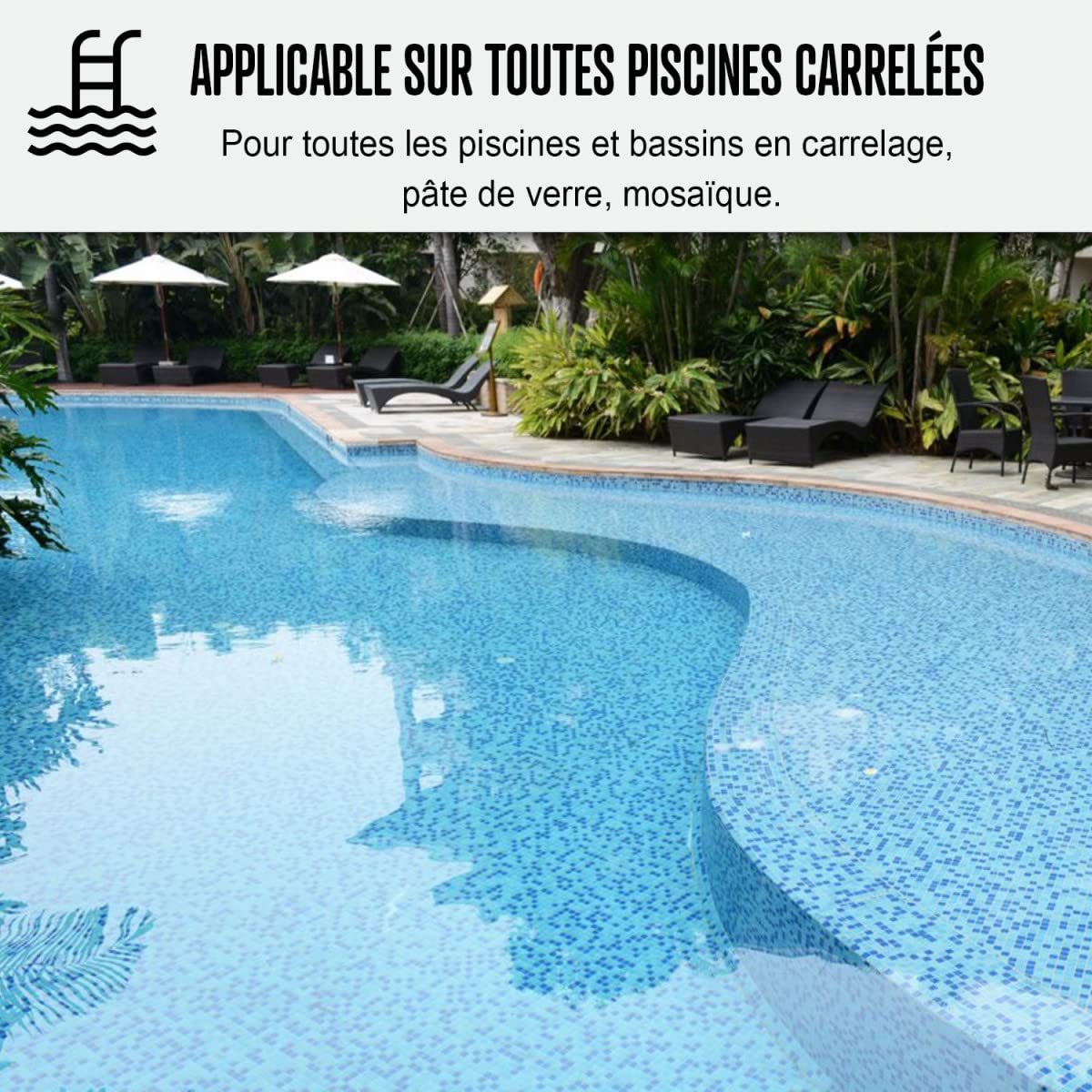 Pool Tile Paint for Swimming Pools - ARCAPISCINE AZULEJOS - 5 kg (Covers up to 15m² for 2 Coats) Light Blue - ARCANE INDUSTRIES - Perfect for Pool Renovation, Tile Restoration & Waterproofing