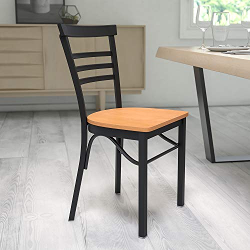 Natural Wood Seat/Black Metal Frame